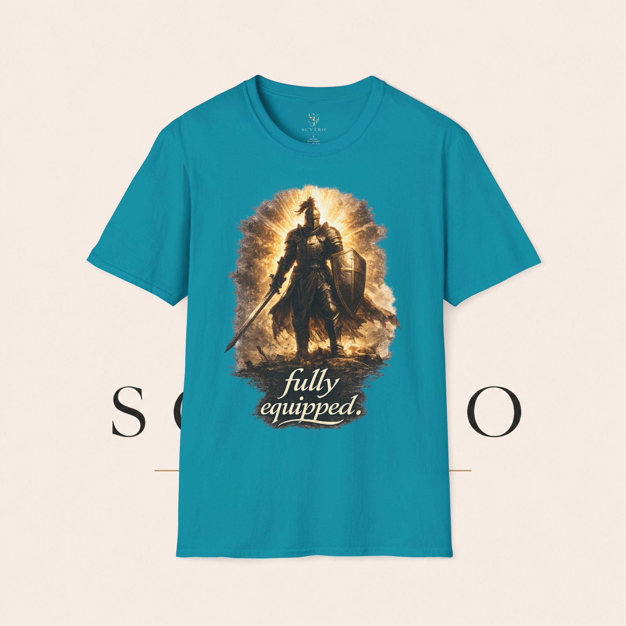 Knight Graphic T-Shirt — 'Fully Equipped' Medieval Armor Gamer Tee