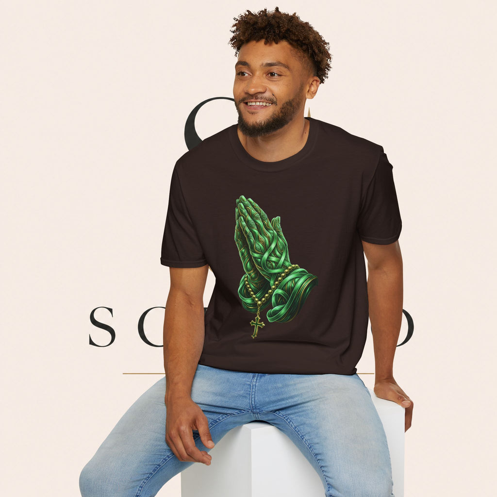 Praying Hands T‑Shirt — Green Vines Prayer Hands Graphic Tee