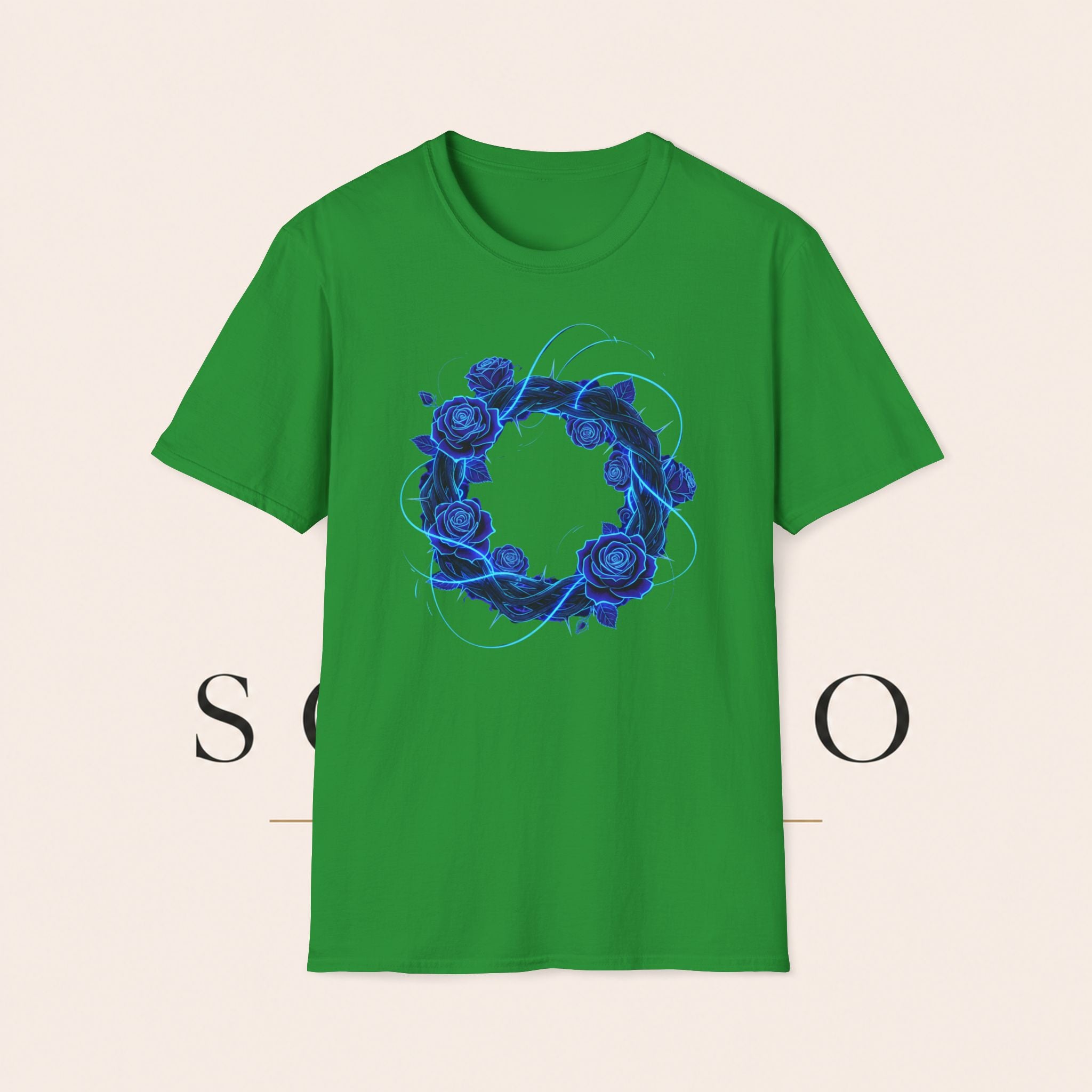Blue Rose Wreath T-Shirt — Ethereal Floral Graphic Tee