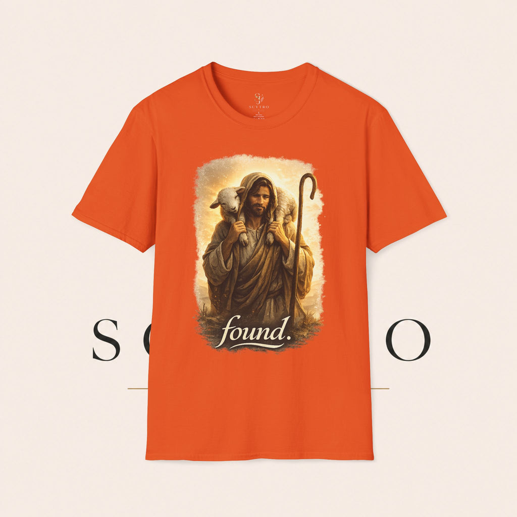 Jesus the Good Shepherd T-Shirt — 'Found.' Christian Faith Tee