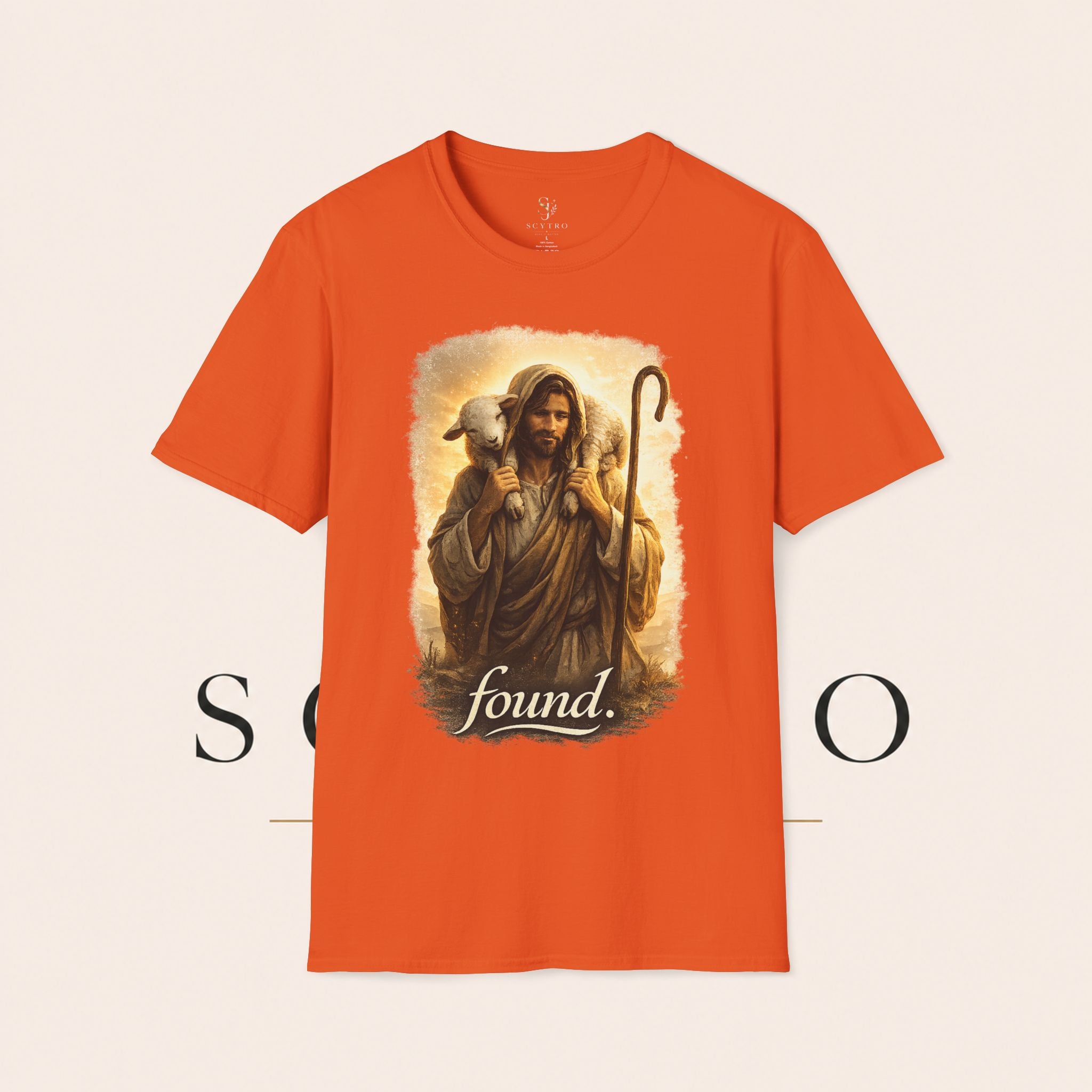 Jesus the Good Shepherd T-Shirt — 'Found.' Christian Faith Tee