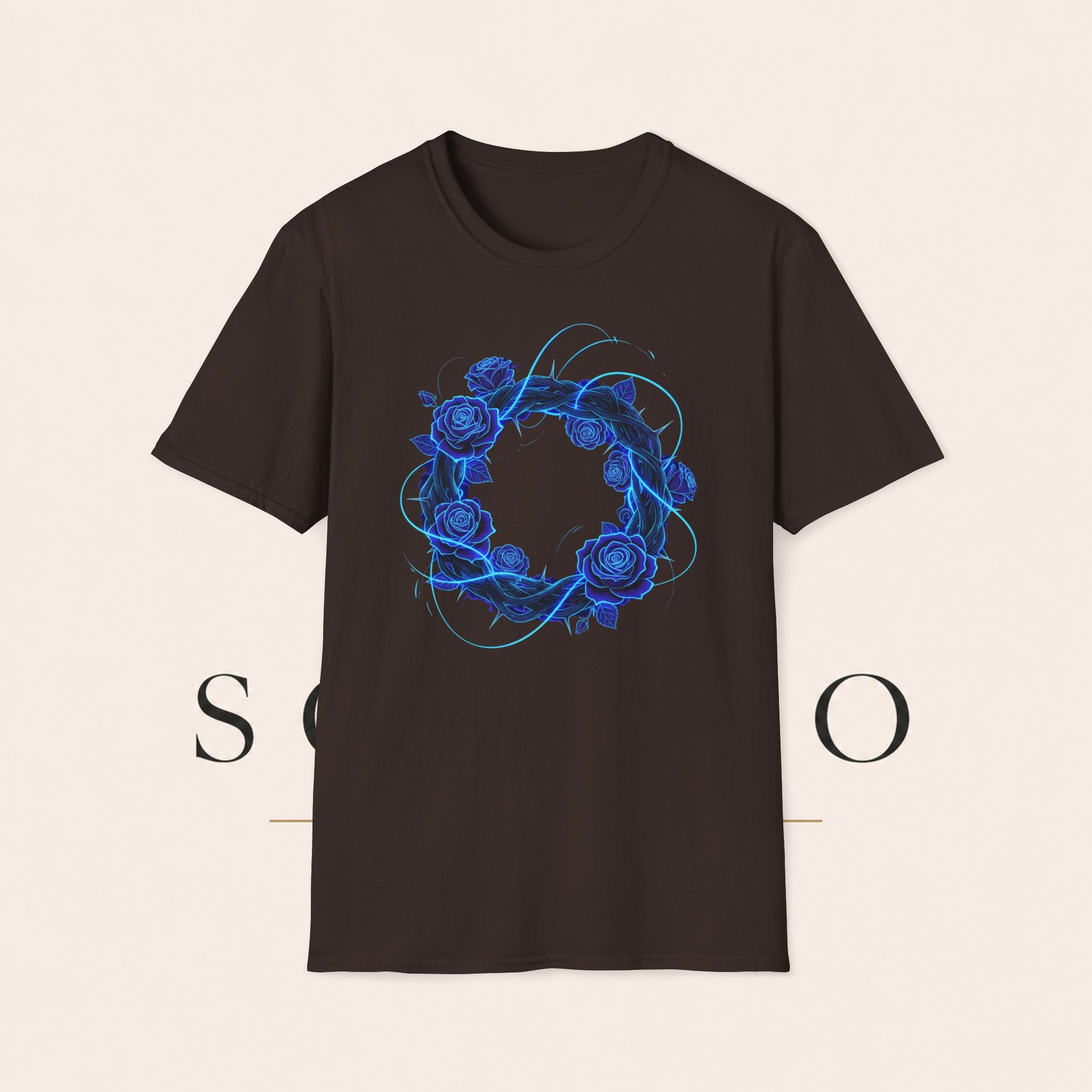 Blue Rose Wreath T-Shirt — Ethereal Floral Graphic Tee
