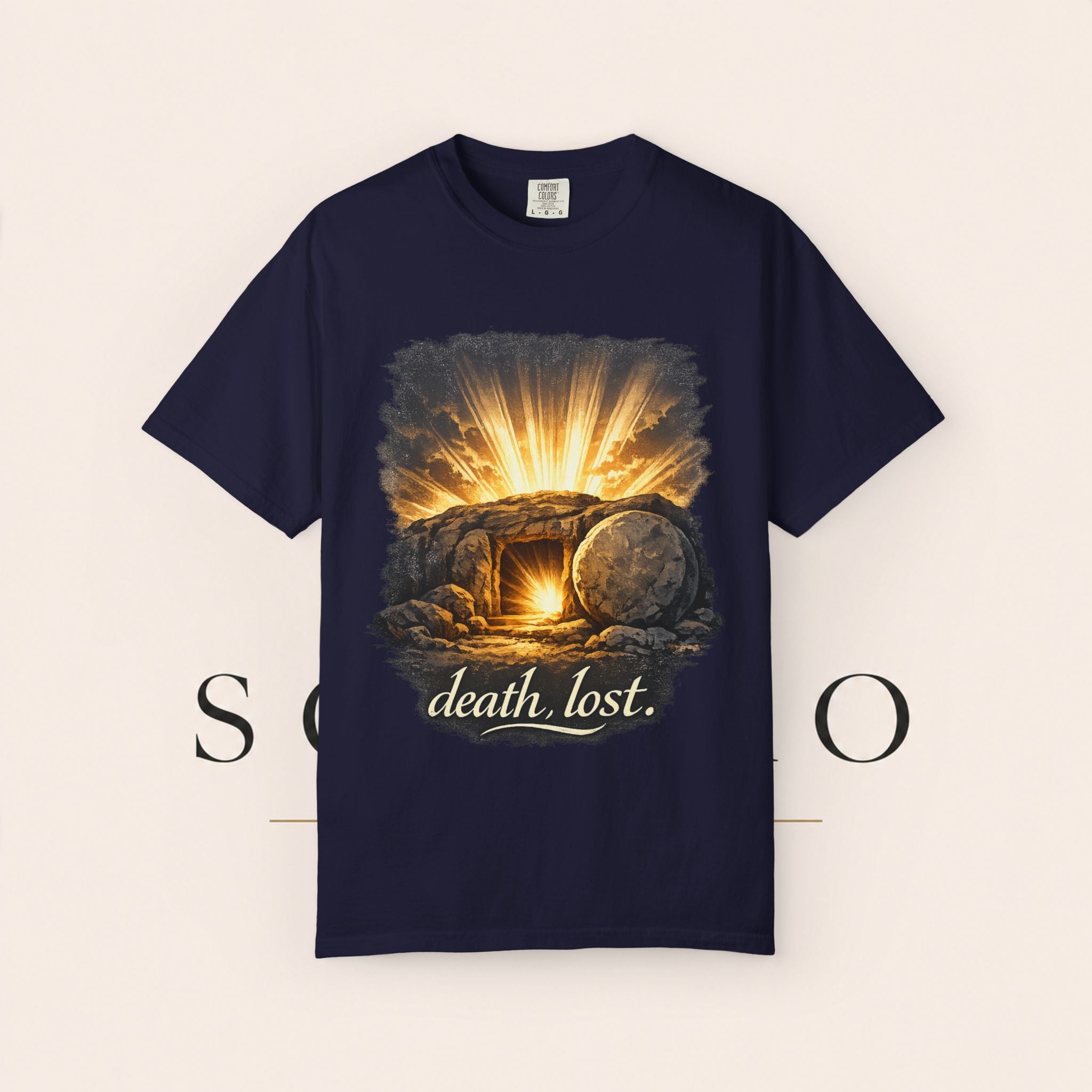 T-Shirt — Sunrise Tomb Graphic ‘death, lost.’ Memorial Tee