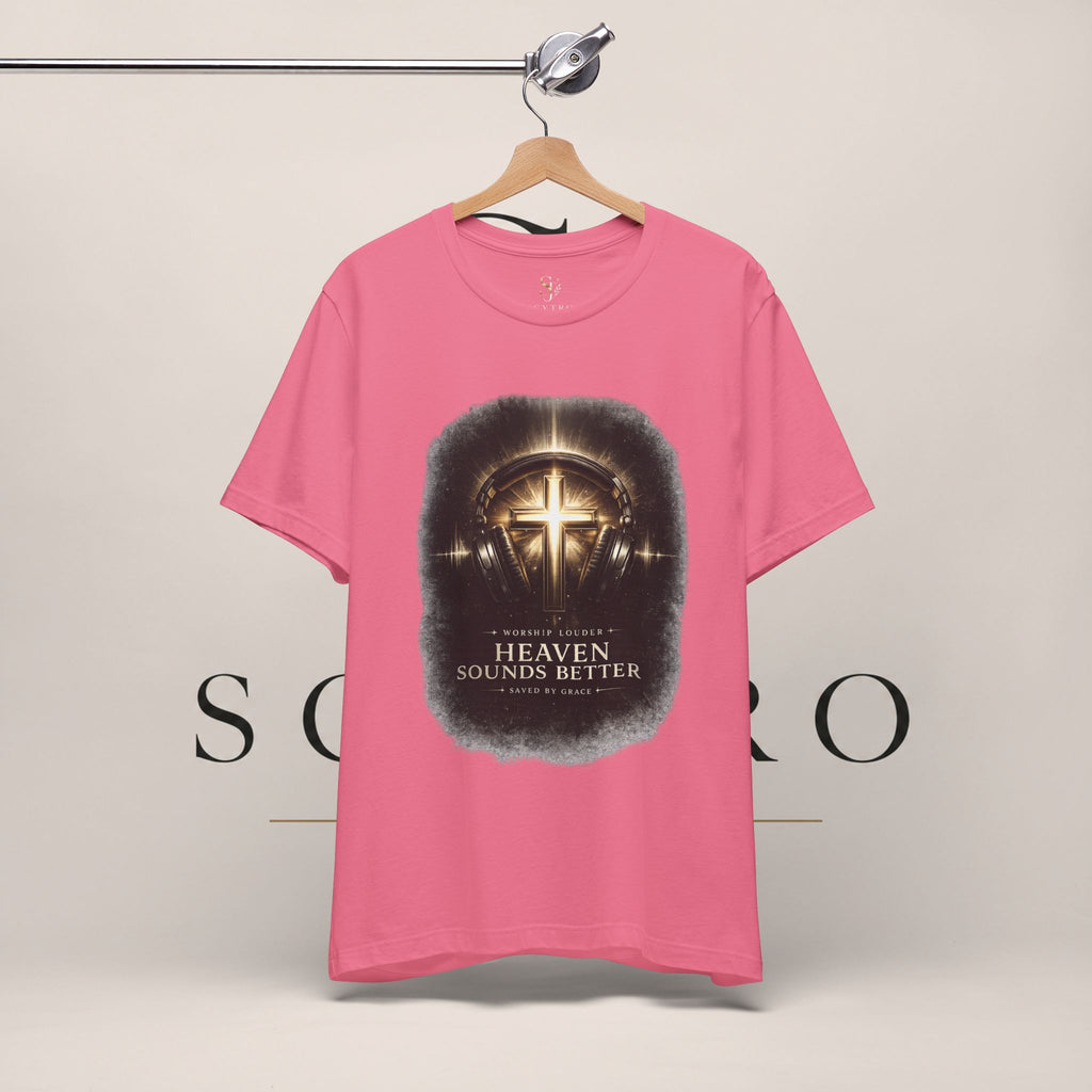 Youth Christian T‑Shirt - "Heaven Sounds Better" Cross Headphones Graphic Tee
