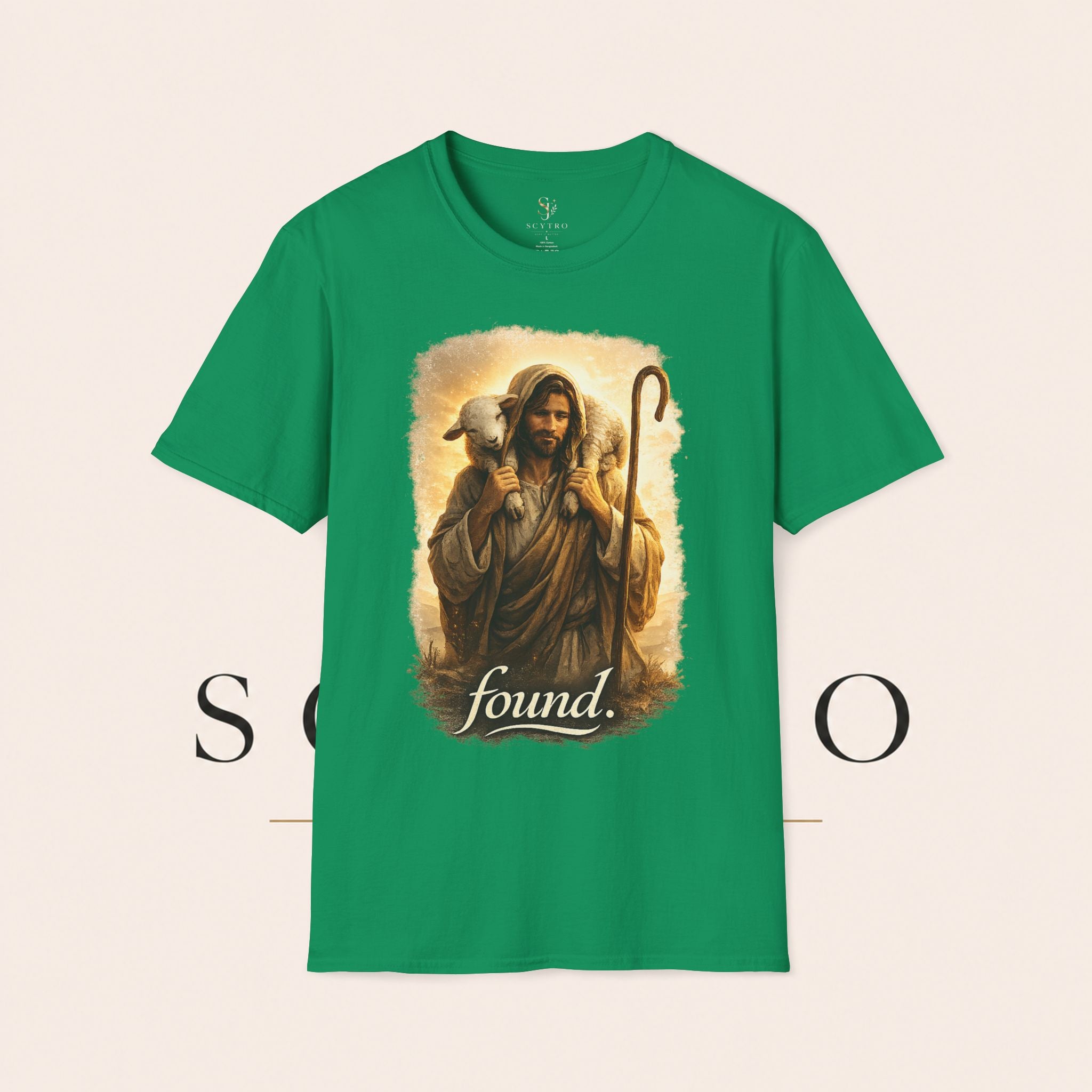 Jesus the Good Shepherd T-Shirt — 'Found.' Christian Faith Tee