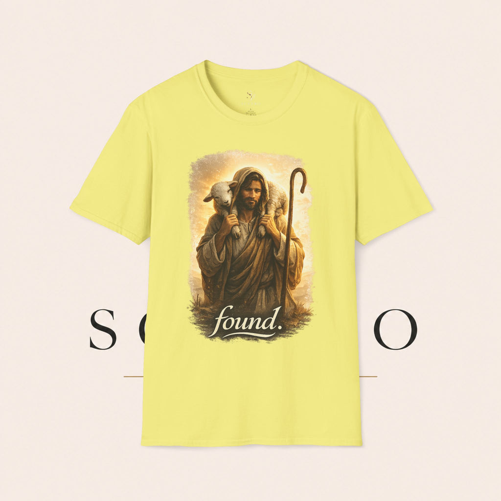 Jesus the Good Shepherd T-Shirt — 'Found.' Christian Faith Tee