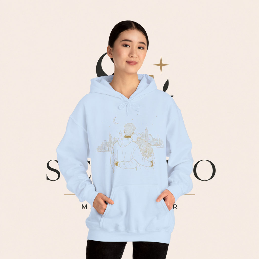 Couple Silhouette Hoodie – Romantic Cityscape 'Together' Pullover