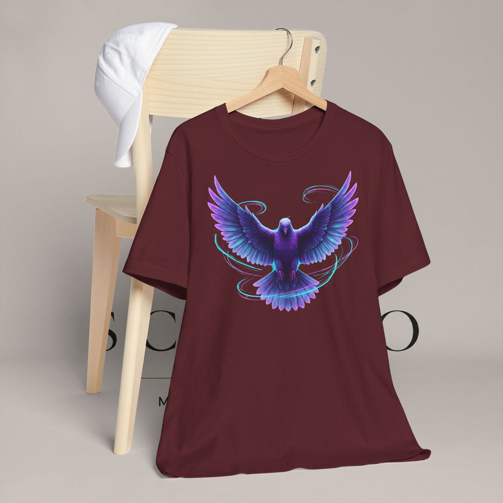 Mystic Raven Tee — Purple Glowing Dove Graphic T-Shirt