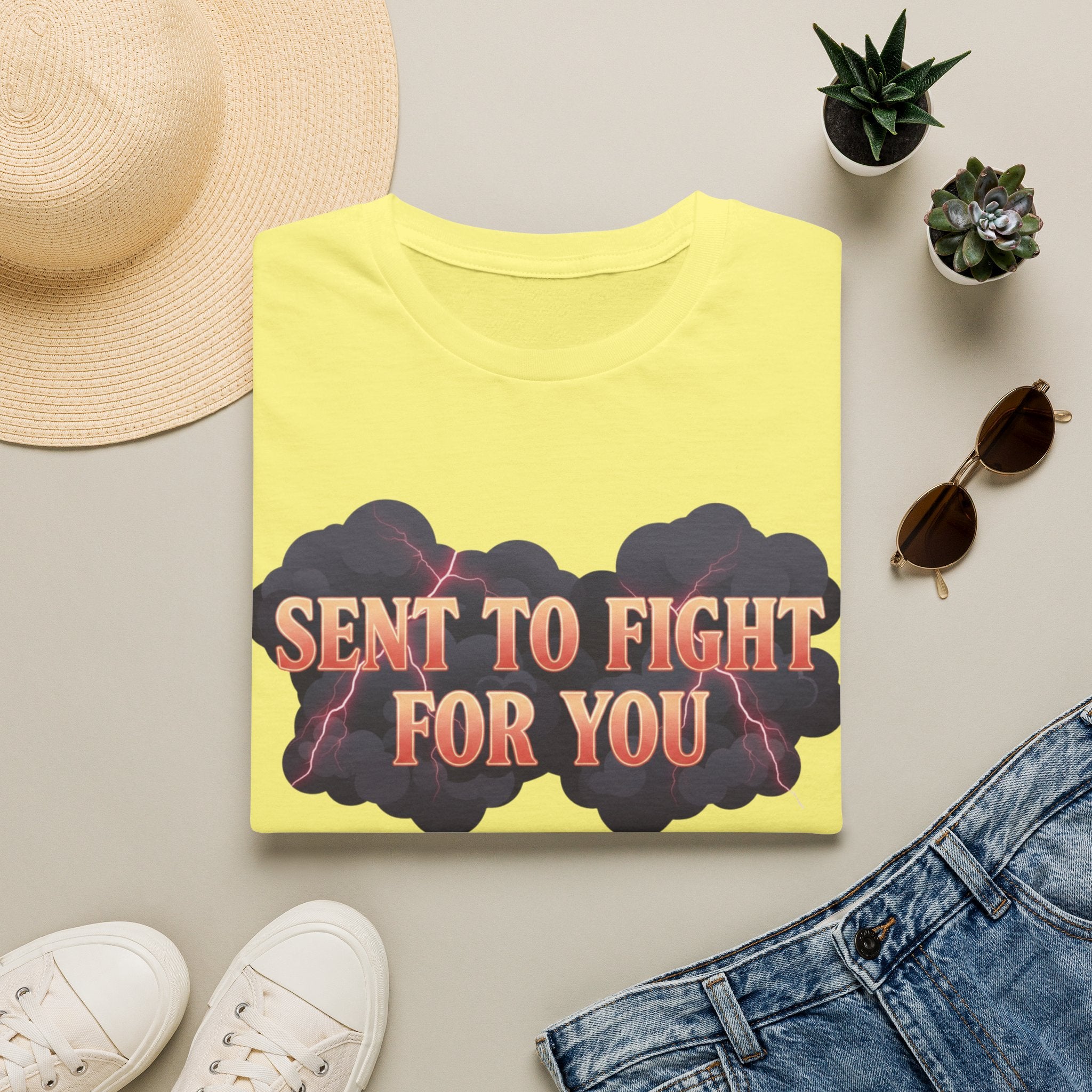 Sent to Fight for You T-Shirt — Bold Cloud Graphic Faith Tee