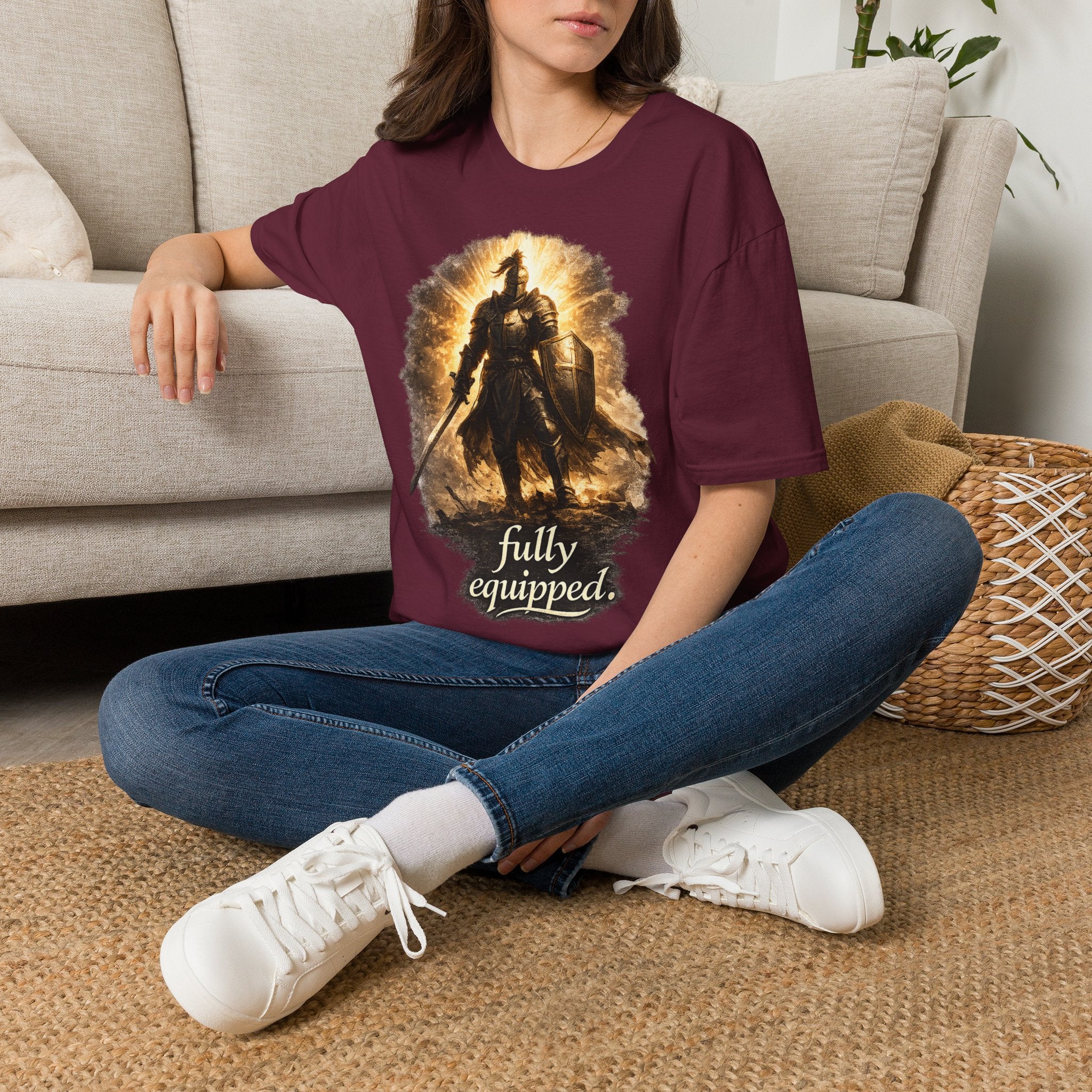 Knight Graphic T-Shirt — 'Fully Equipped' Medieval Armor Gamer Tee