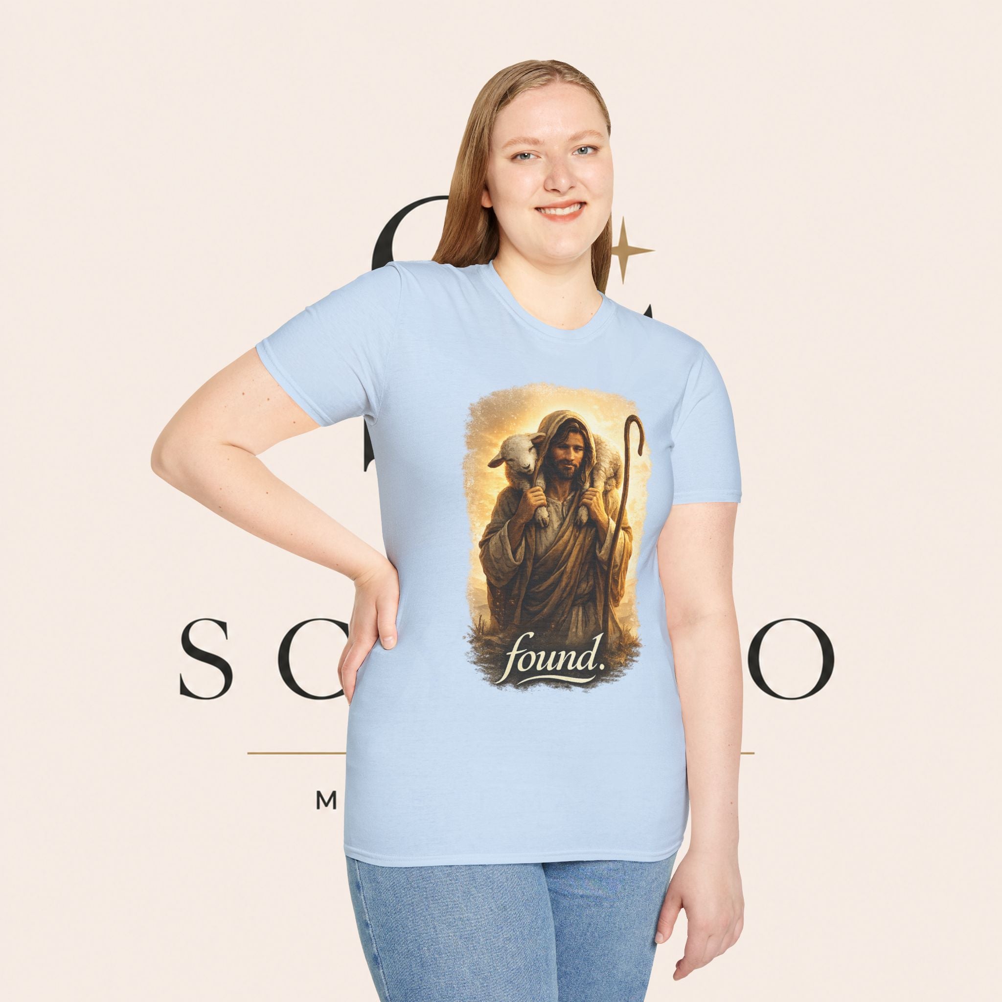 Jesus the Good Shepherd T-Shirt — 'Found.' Christian Faith Tee