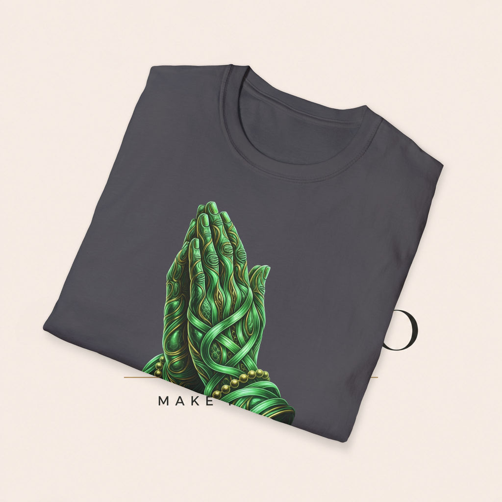 Praying Hands T‑Shirt — Green Vines Prayer Hands Graphic Tee
