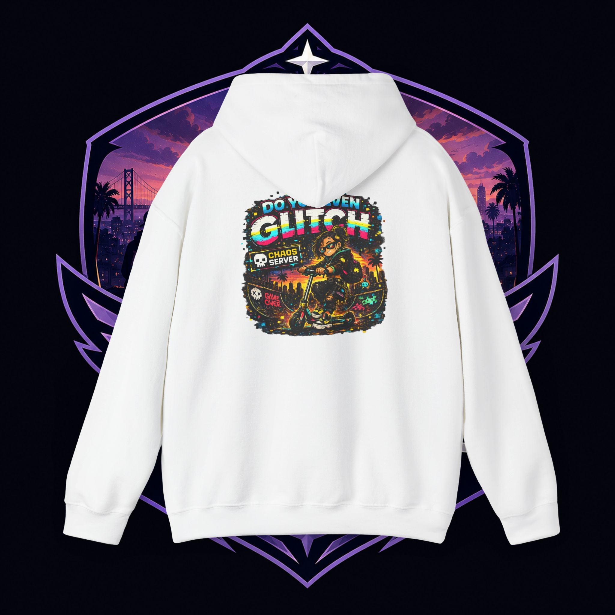 Born Glitch Hoodie — Retro Cyberpunk Vaporwave Graphic Sweatshirt
