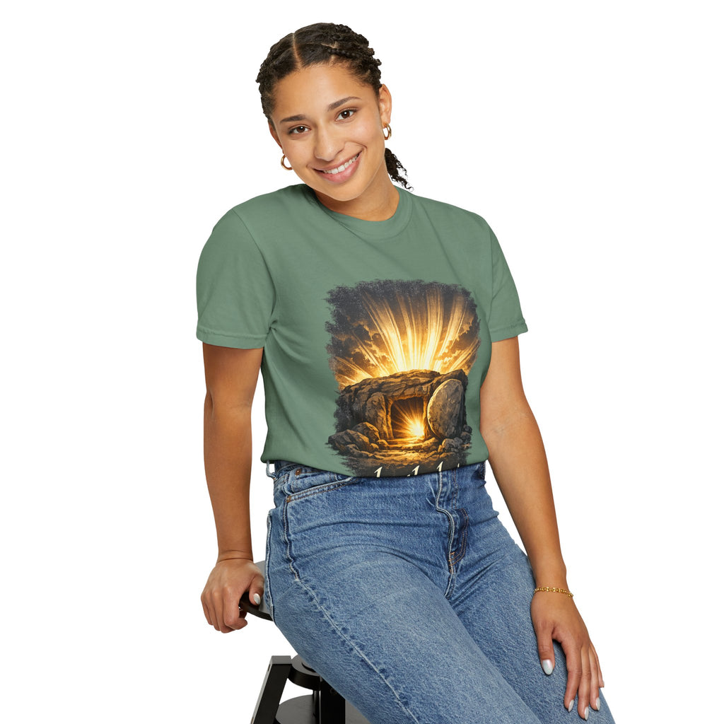 T-Shirt — Sunrise Tomb Graphic ‘death, lost.’ Memorial Tee