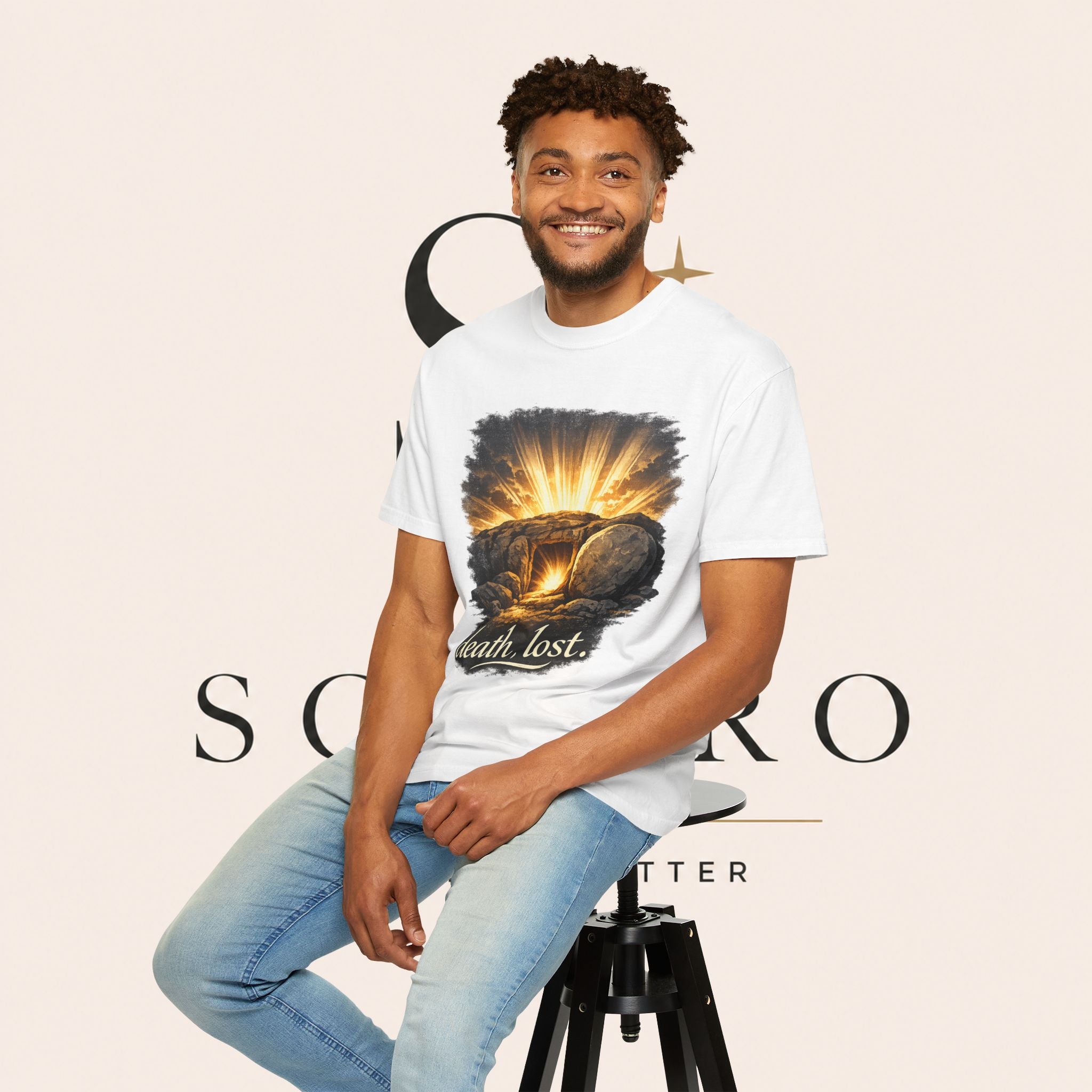 T-Shirt — Sunrise Tomb Graphic ‘death, lost.’ Memorial Tee