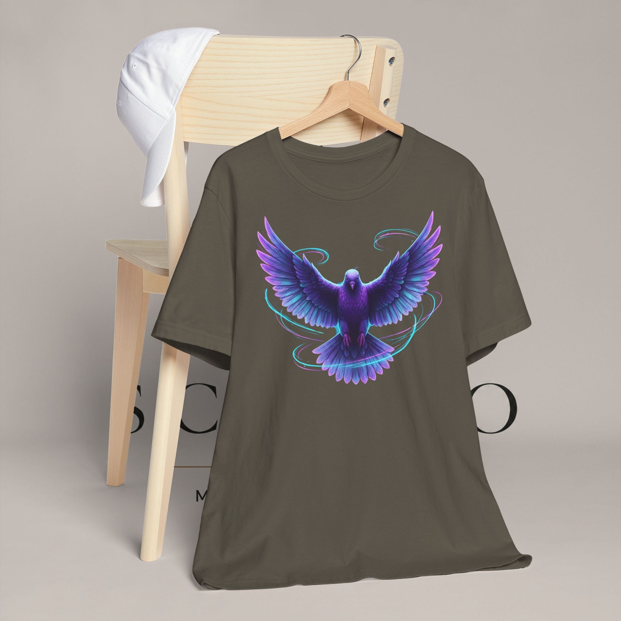Mystic Raven Tee — Purple Glowing Dove Graphic T-Shirt