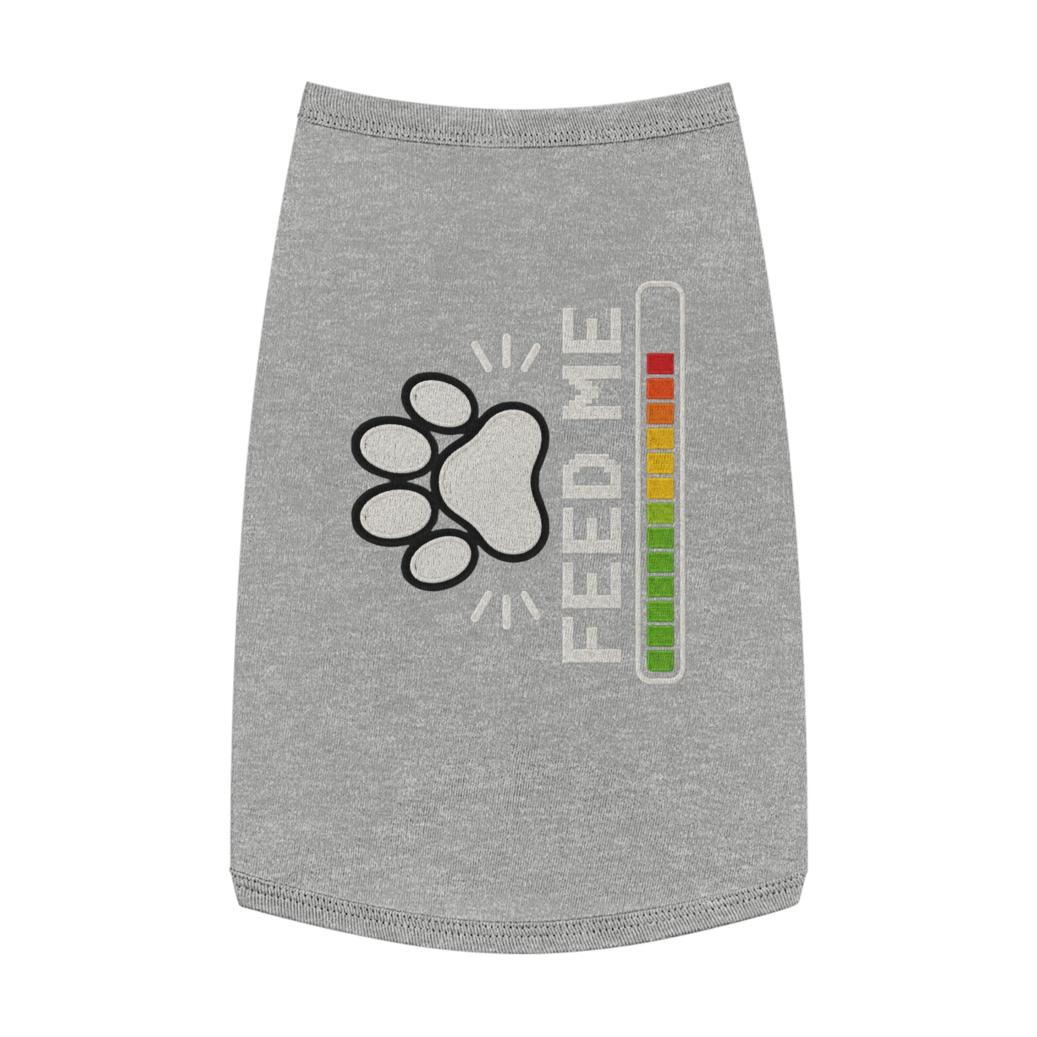 PG Pet Tank Top - "Feed Me" Paw Print Hunger Meter Dog & Cat Shirt