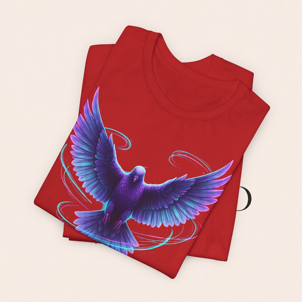Mystic Raven Tee — Purple Glowing Dove Graphic T-Shirt