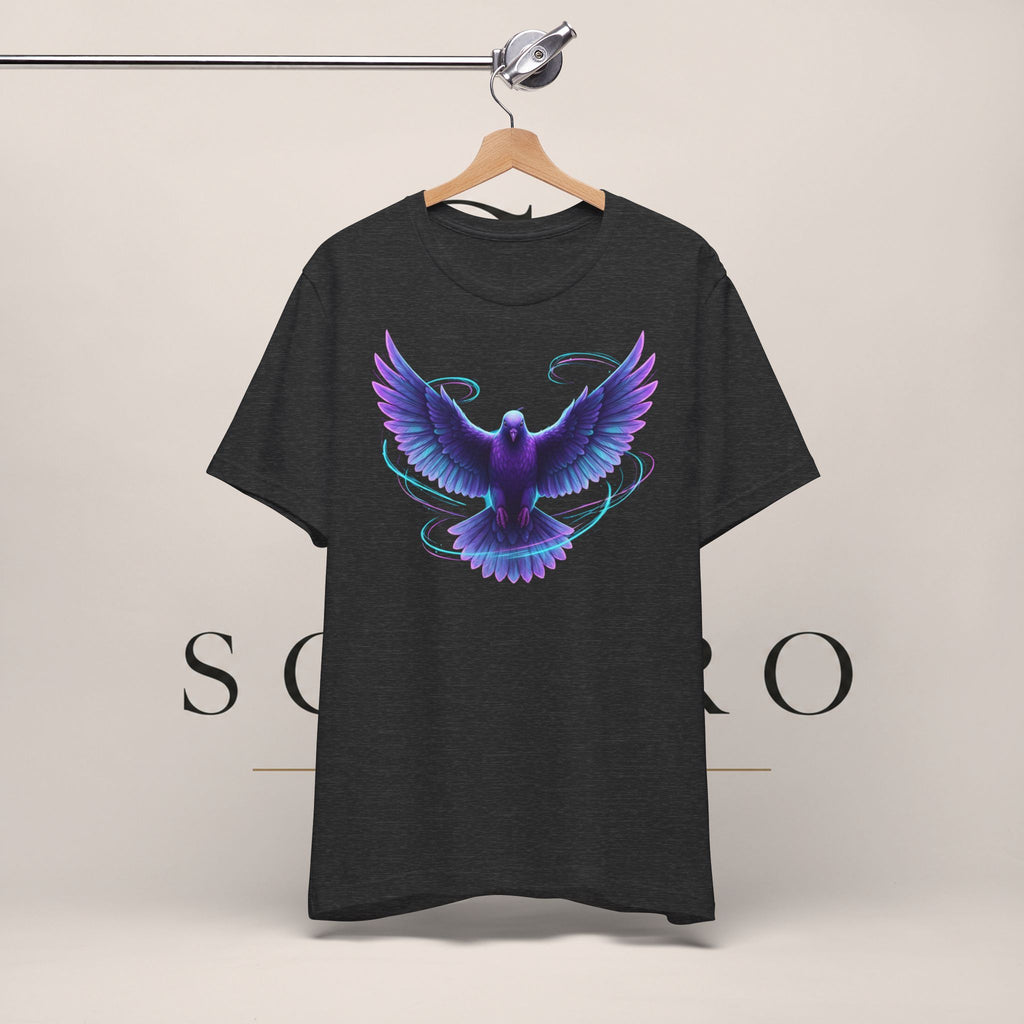 Mystic Raven Tee — Purple Glowing Dove Graphic T-Shirt