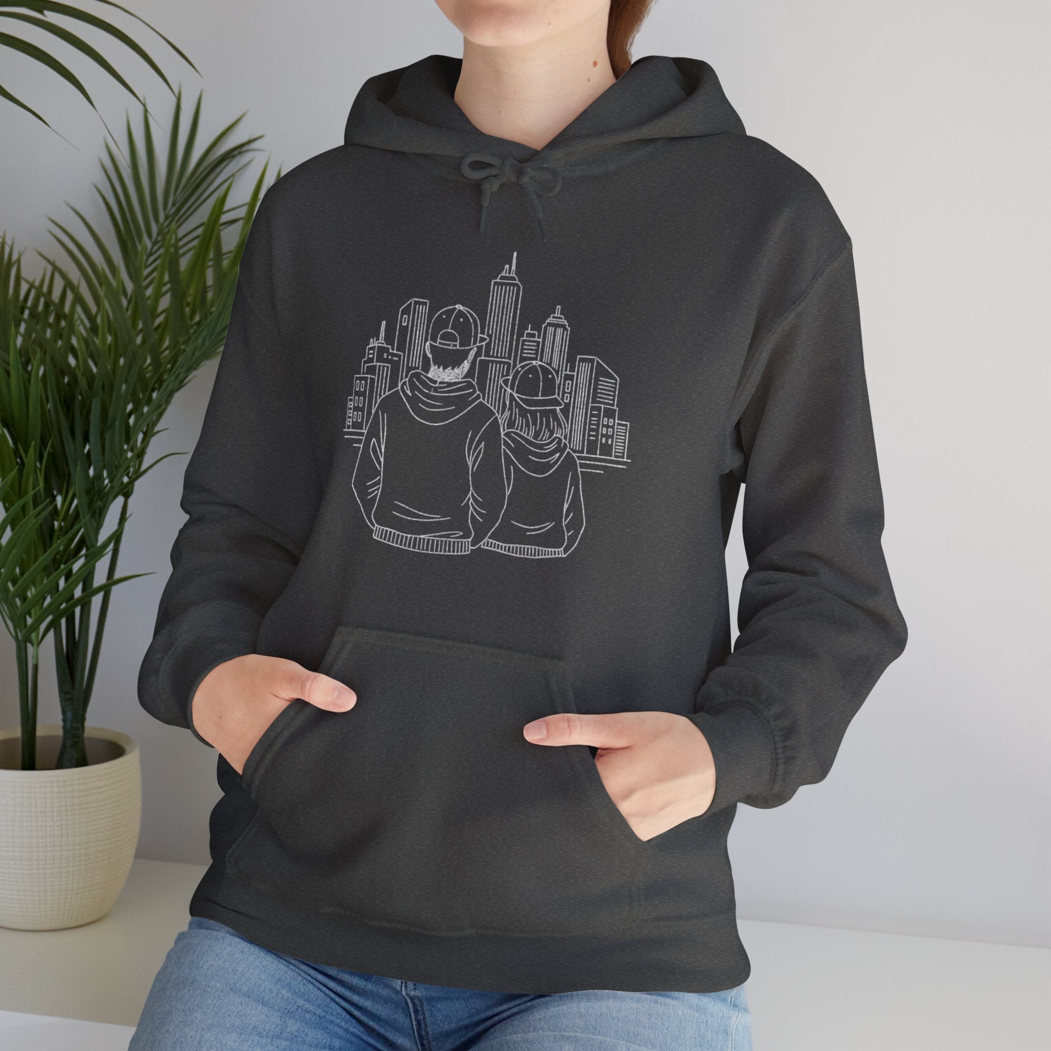 City Couples Hoodie — Matching Skyline Couple Sweatshirt