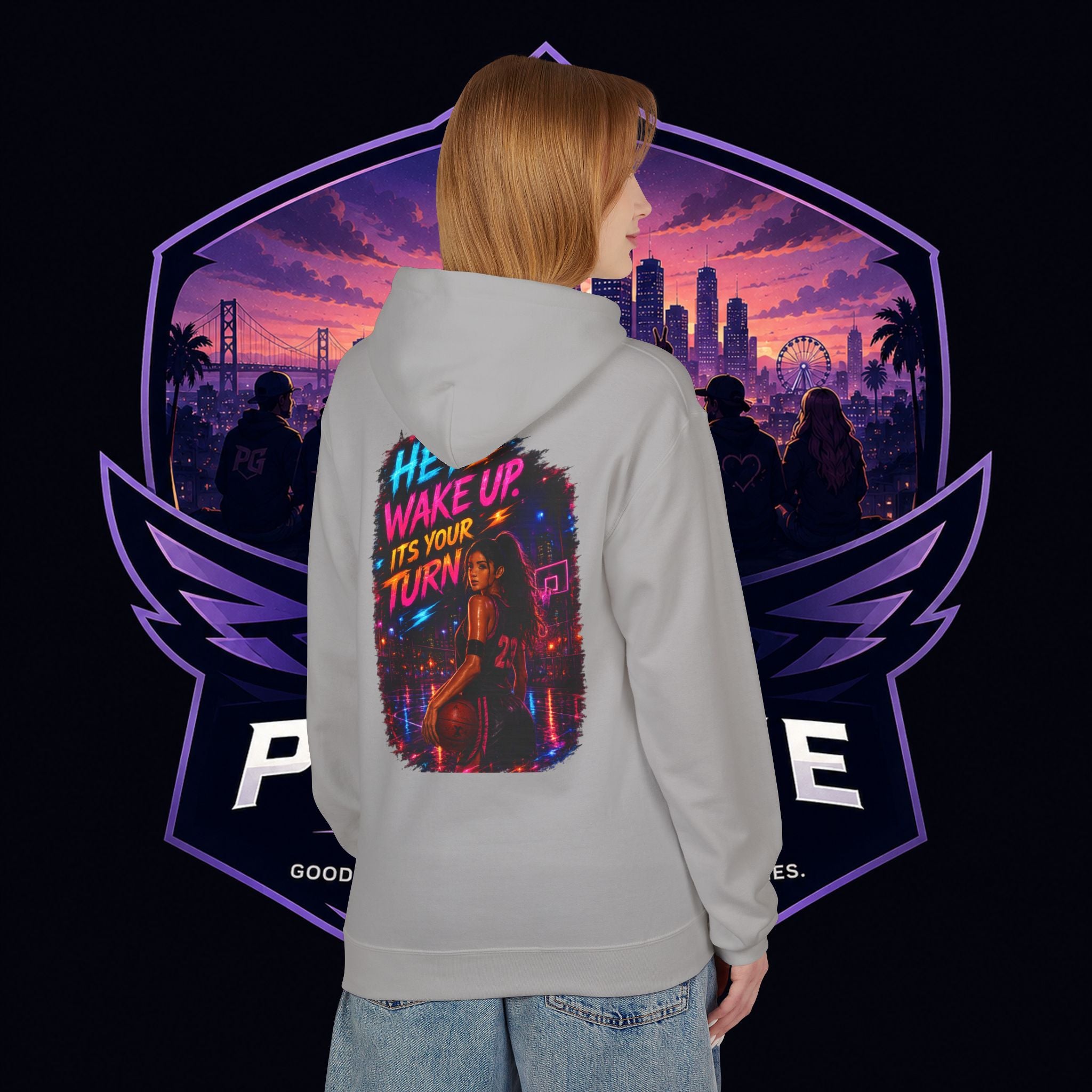 PG CZAR  "Hey Wake Up, It's Your Turn" Back Print PG 'Bruh Throw Now!' Graphic Hoodie