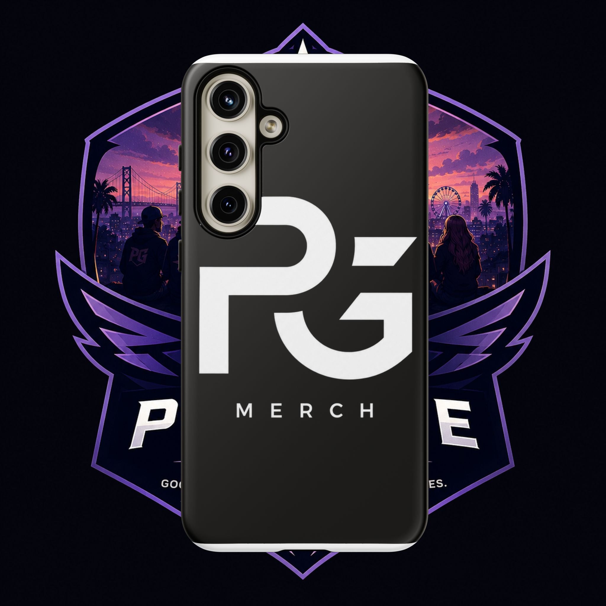 PG CUSTOMIZED RG Merch Tough Phone Case – Black Protective Phone Cover with Bold Logo