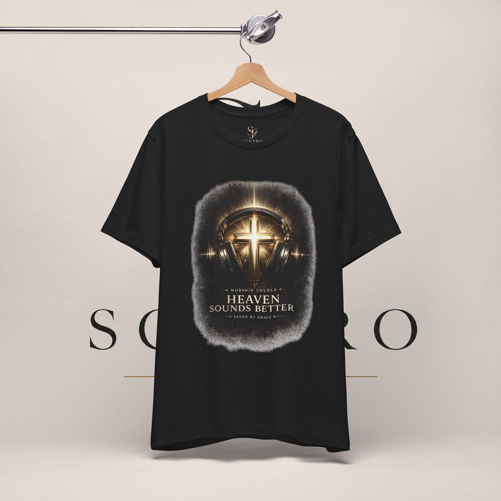 Youth Christian T‑Shirt - "Heaven Sounds Better" Cross Headphones Graphic Tee