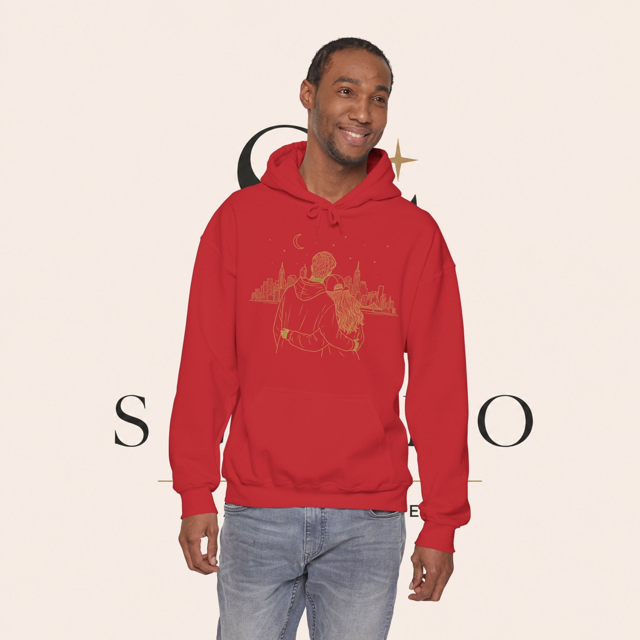 Couple Silhouette Hoodie – Romantic Cityscape 'Together' Pullover
