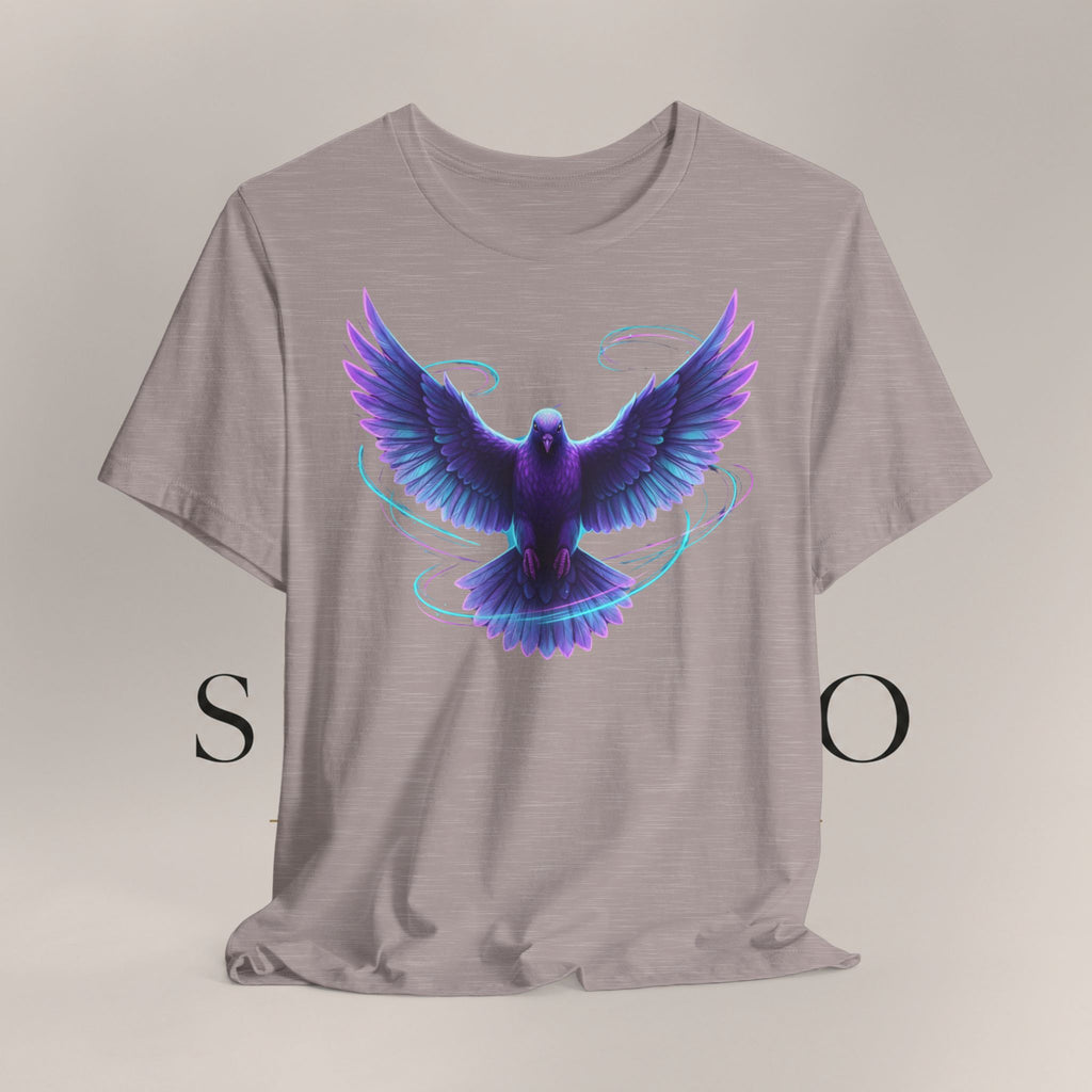 Mystic Raven Tee — Purple Glowing Dove Graphic T-Shirt