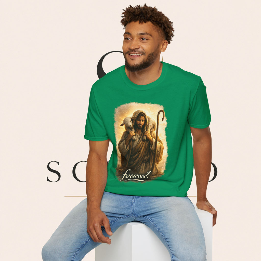 Jesus the Good Shepherd T-Shirt — 'Found.' Christian Faith Tee