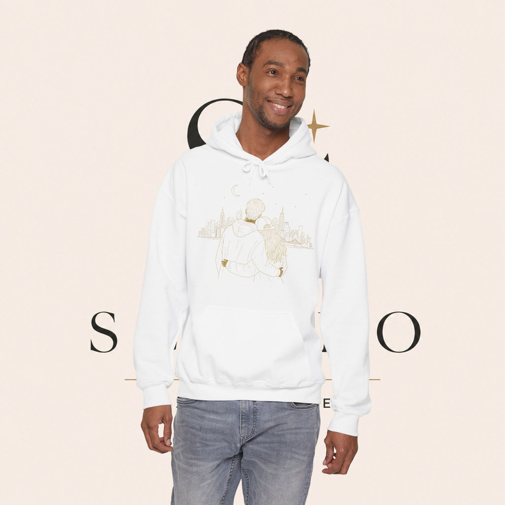 Couple Silhouette Hoodie – Romantic Cityscape 'Together' Pullover
