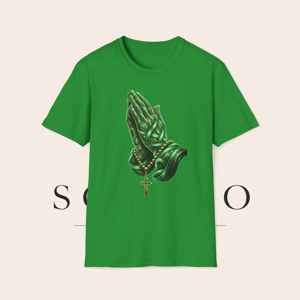 Praying Hands T‑Shirt — Green Vines Prayer Hands Graphic Tee