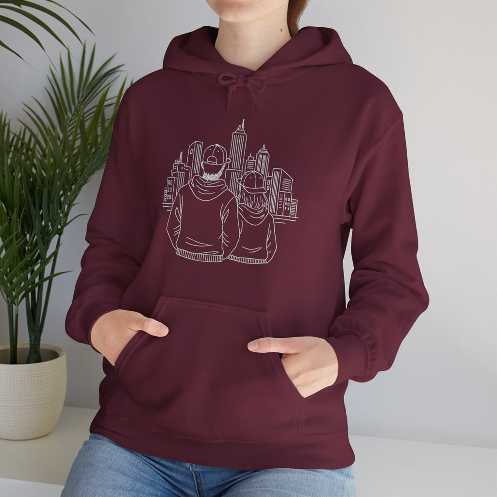 City Couples Hoodie — Matching Skyline Couple Sweatshirt