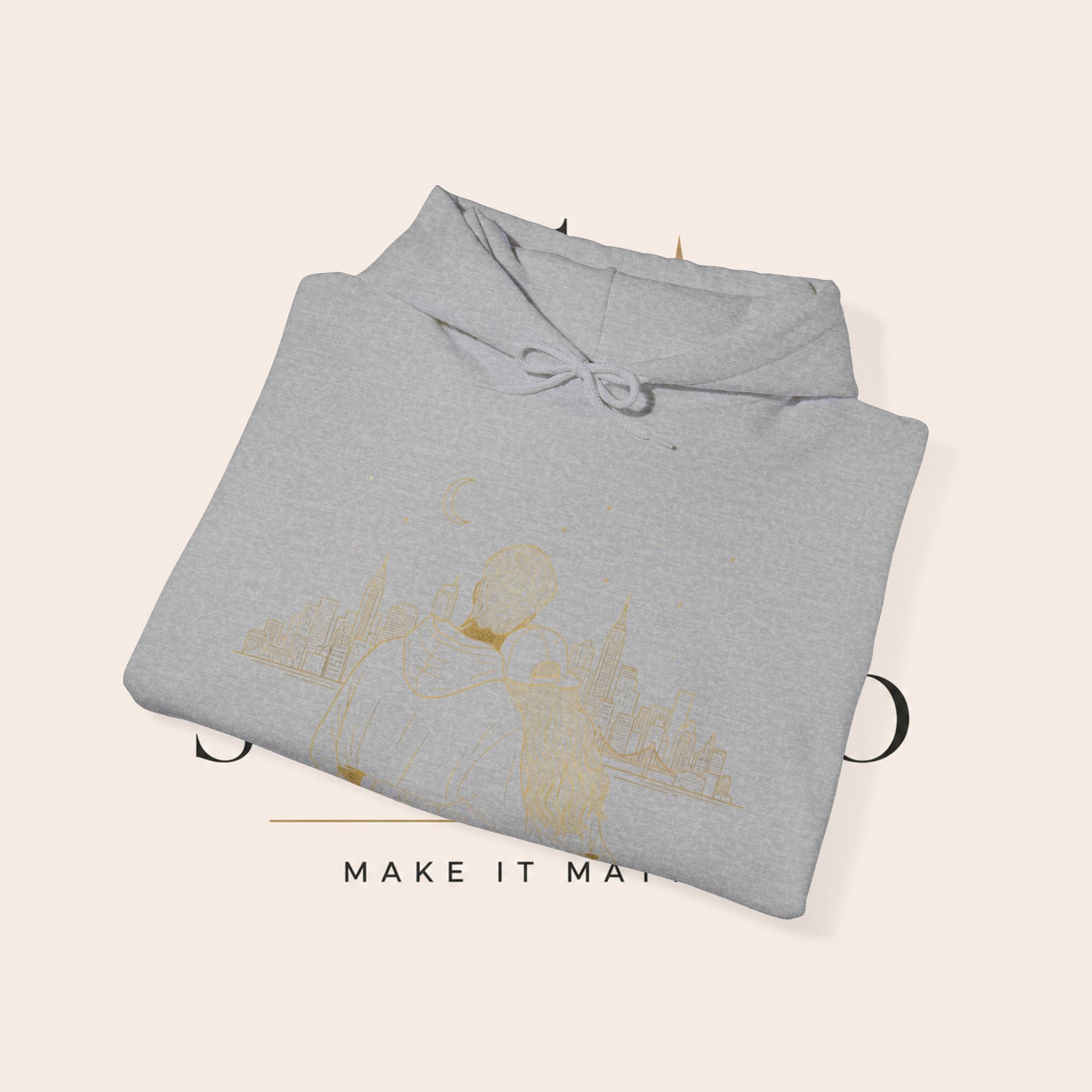 Couple Silhouette Hoodie – Romantic Cityscape 'Together' Pullover