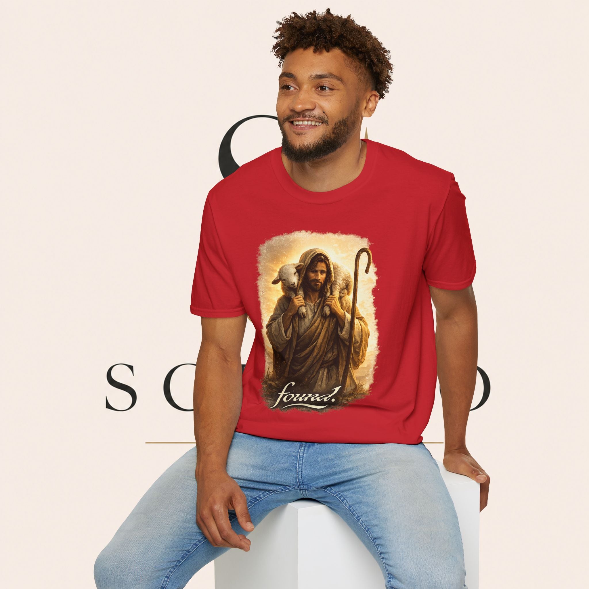Jesus the Good Shepherd T-Shirt — 'Found.' Christian Faith Tee