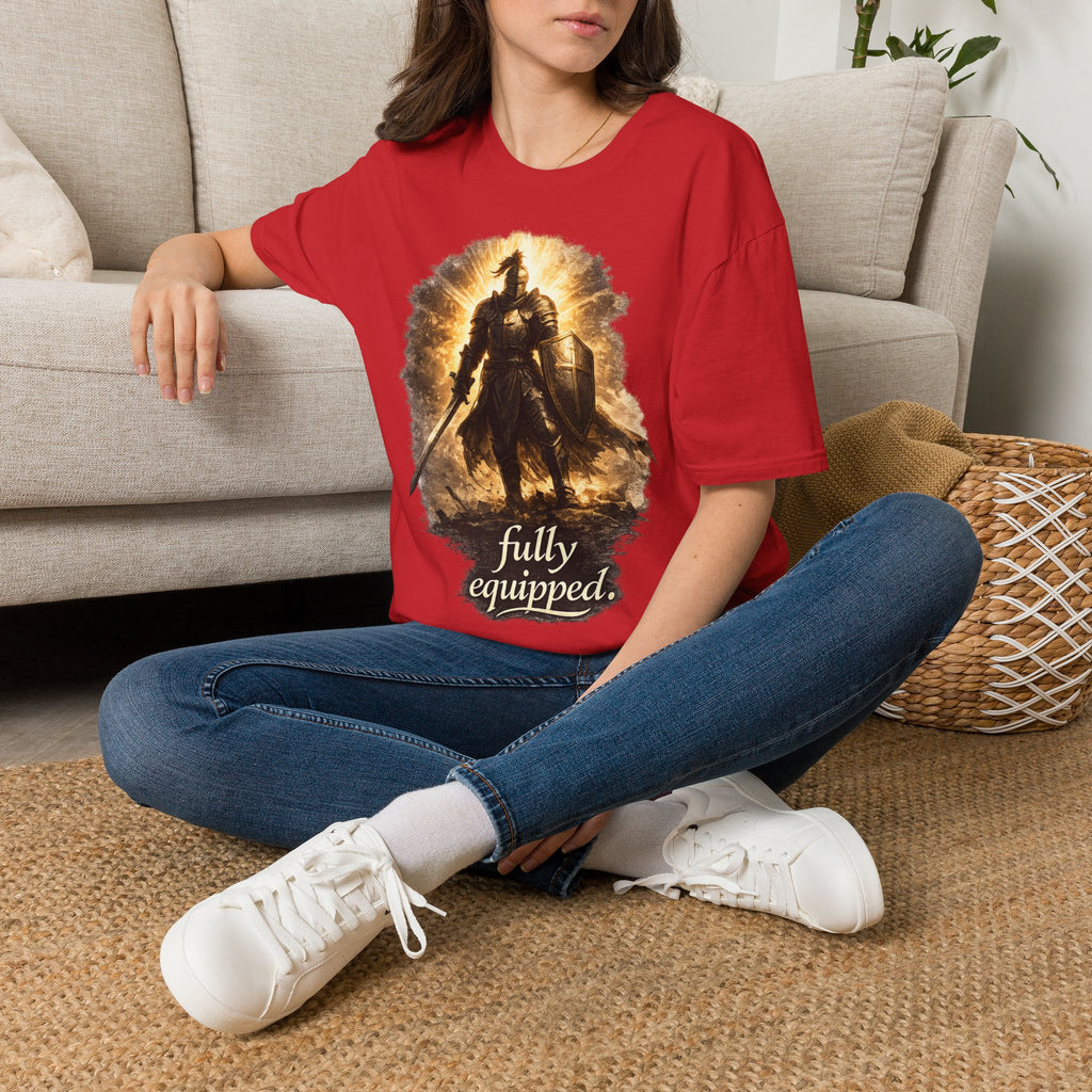 Knight Graphic T-Shirt — 'Fully Equipped' Medieval Armor Gamer Tee