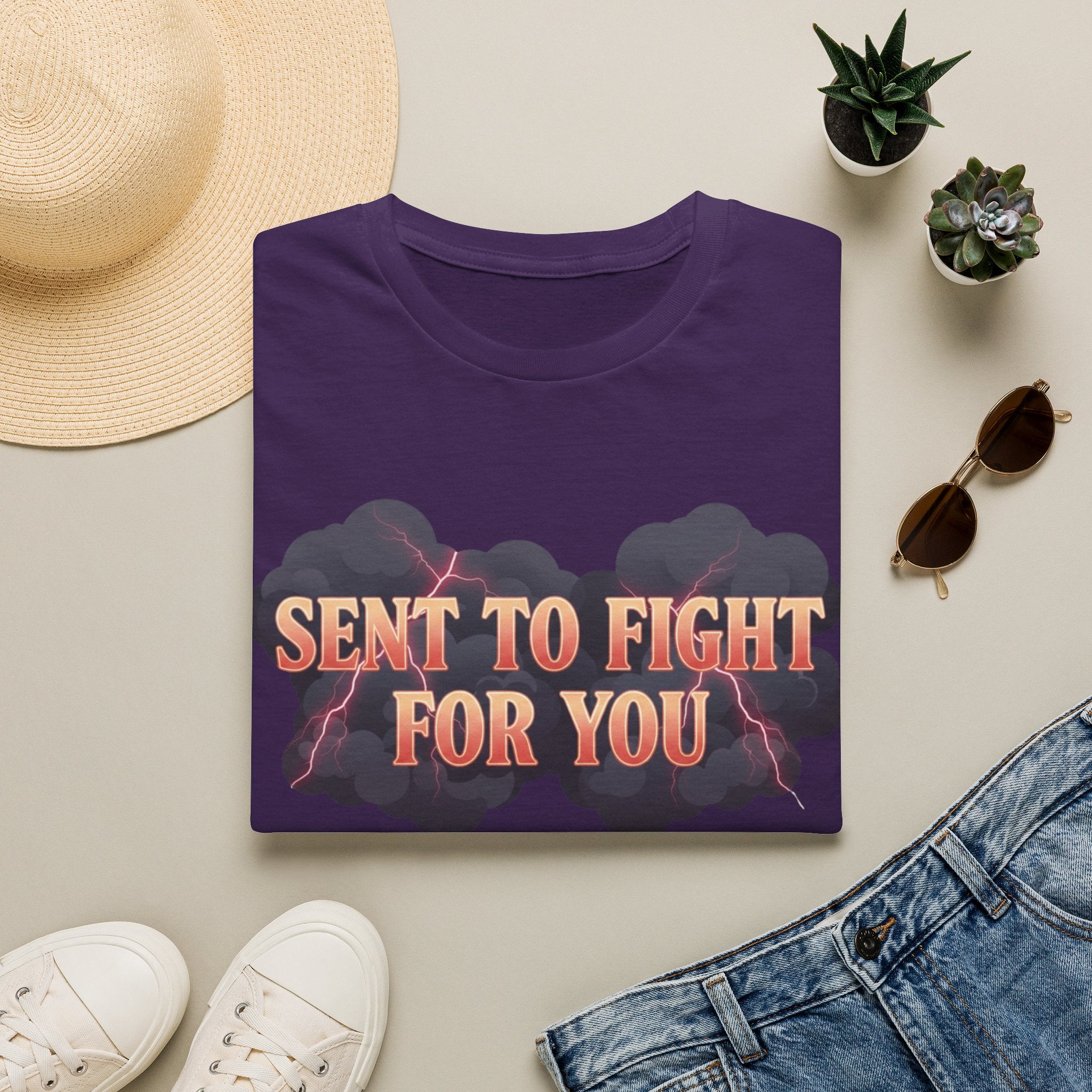 Sent to Fight for You T-Shirt — Bold Cloud Graphic Faith Tee