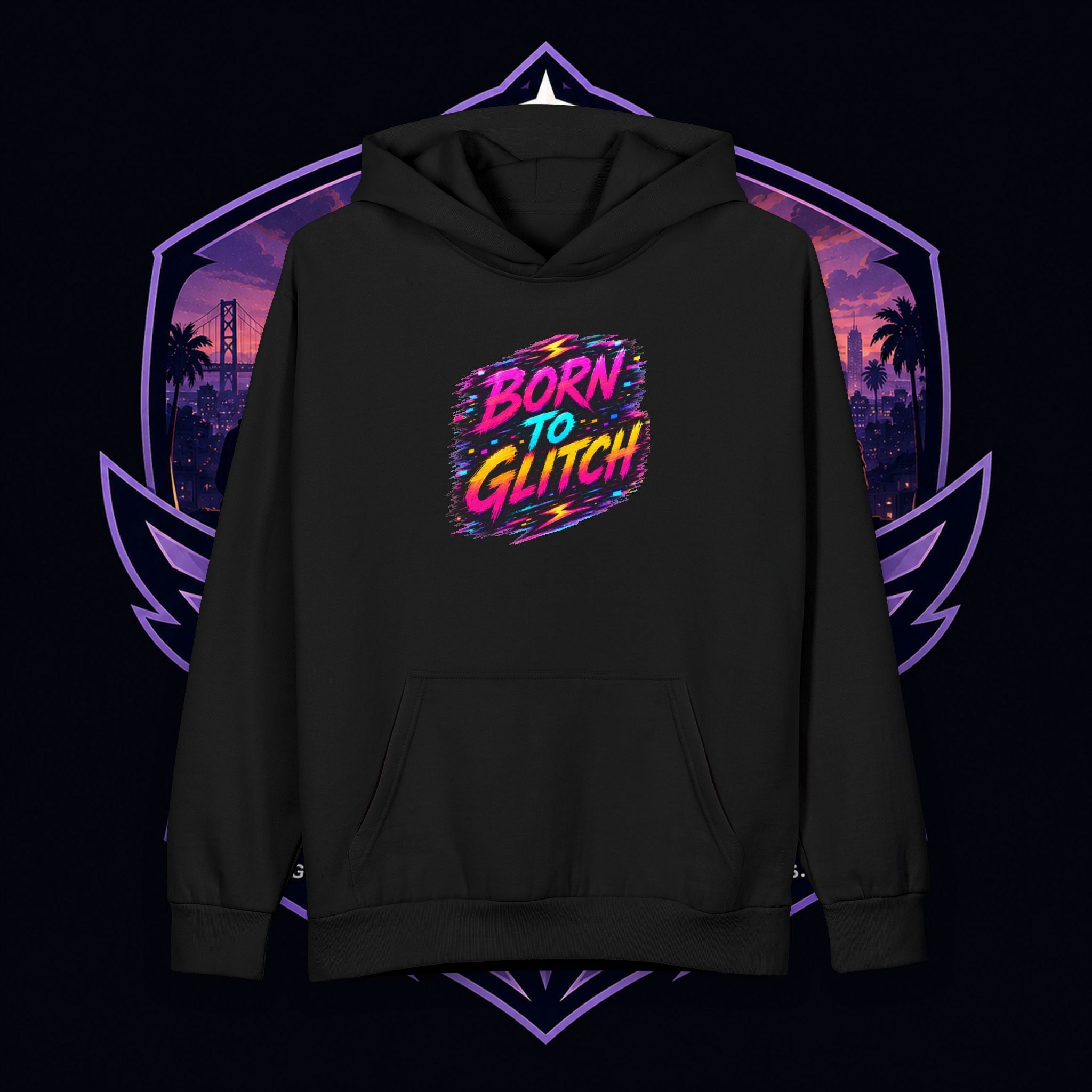 PG LOLA ("Dude... Do You Even Glitch?")  Retro Cyberpunk Gaming Pullover Born to Glitch Hoodie