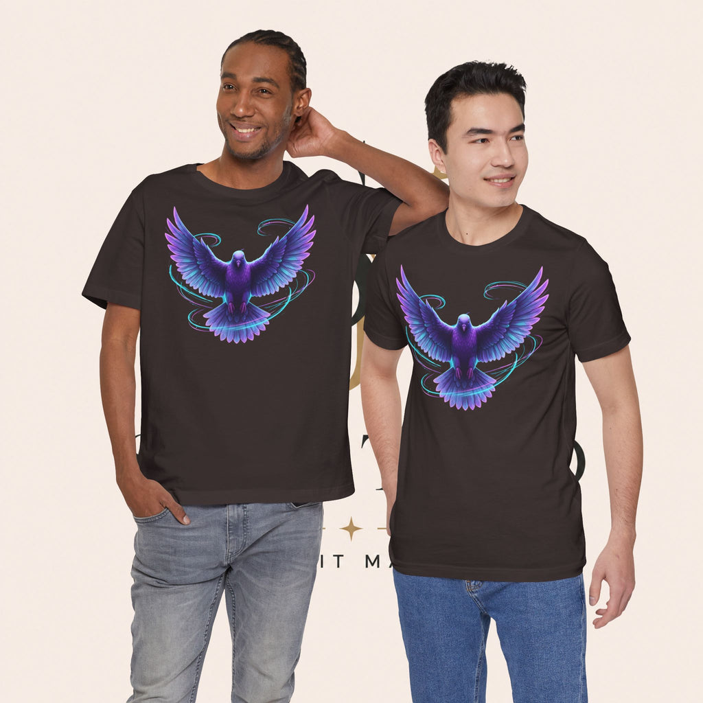 Mystic Raven Tee — Purple Glowing Dove Graphic T-Shirt