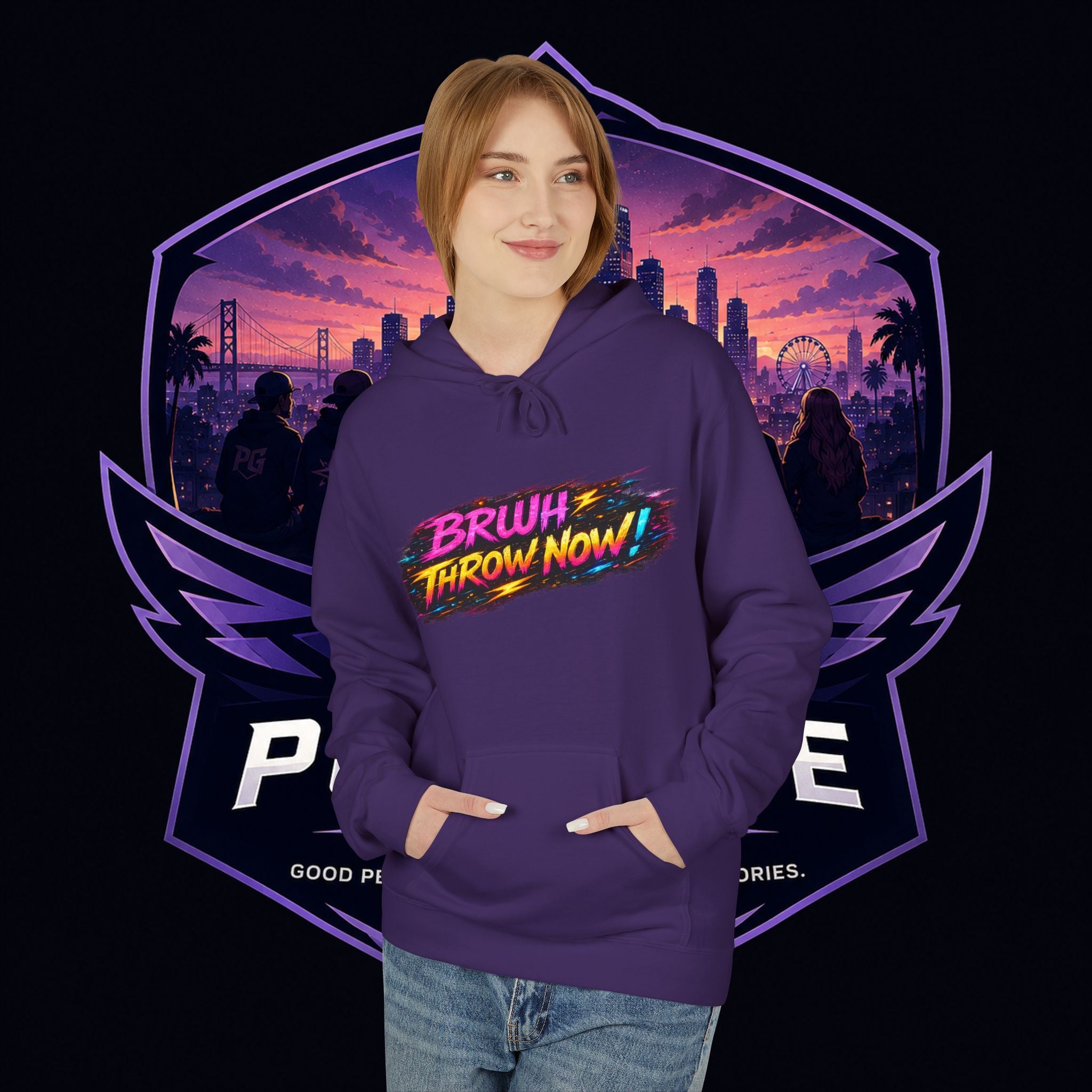 PG CZAR  "Hey Wake Up, It's Your Turn" Back Print PG 'Bruh Throw Now!' Graphic Hoodie