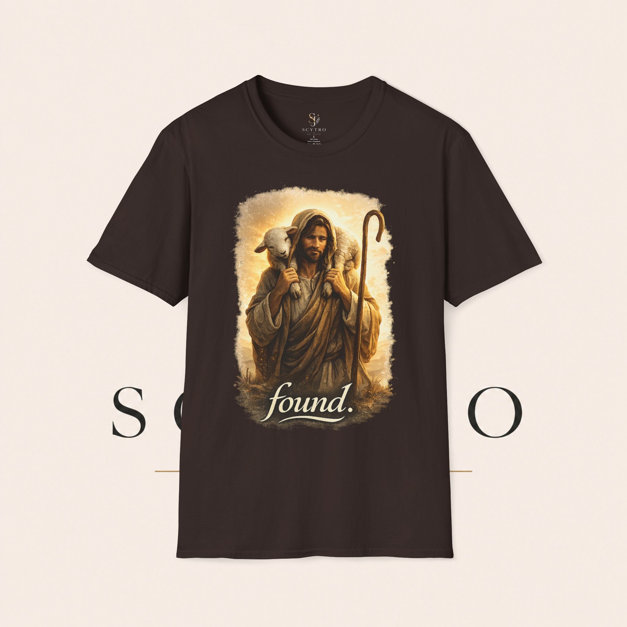 Jesus the Good Shepherd T-Shirt — 'Found.' Christian Faith Tee