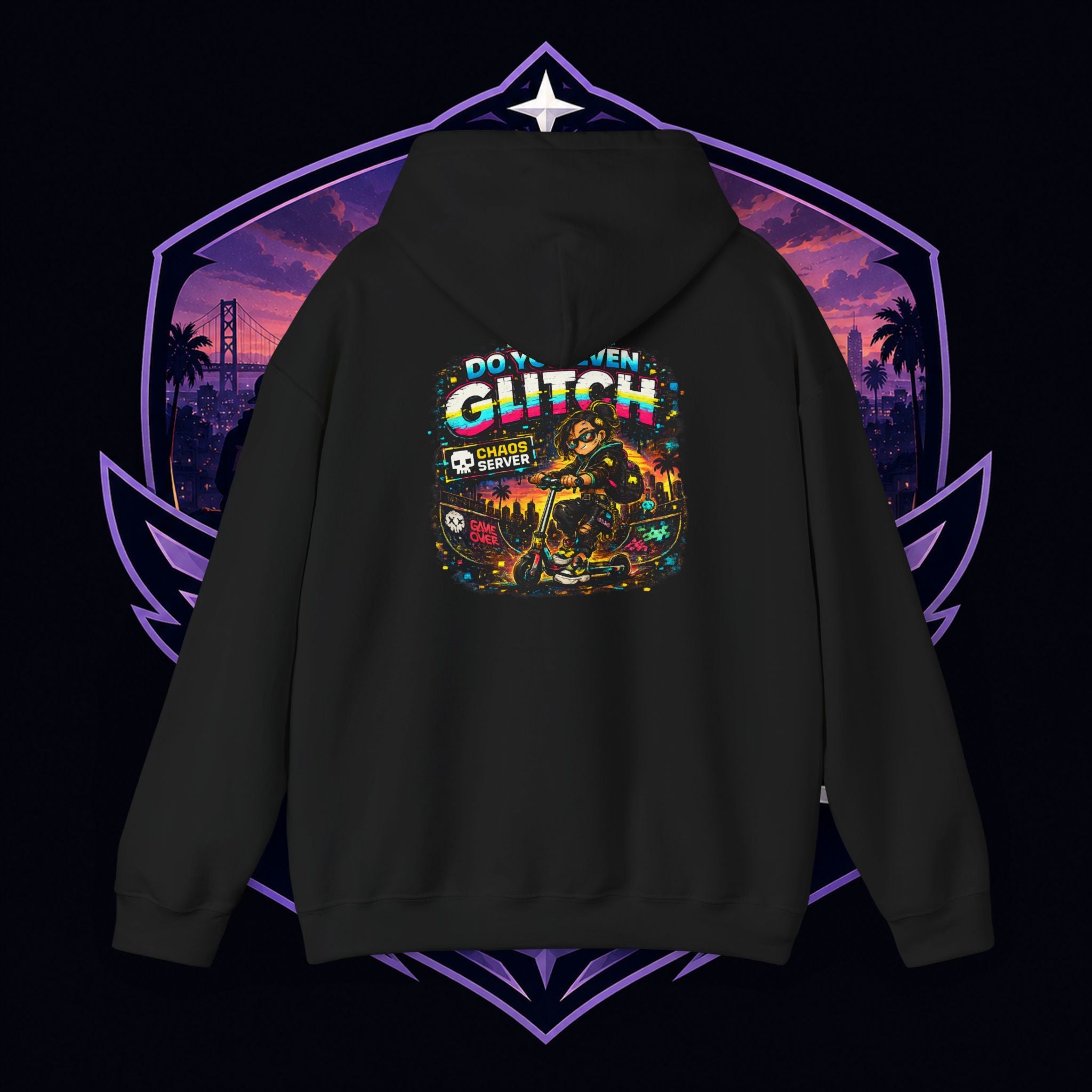 Born Glitch Hoodie — Retro Cyberpunk Vaporwave Graphic Sweatshirt