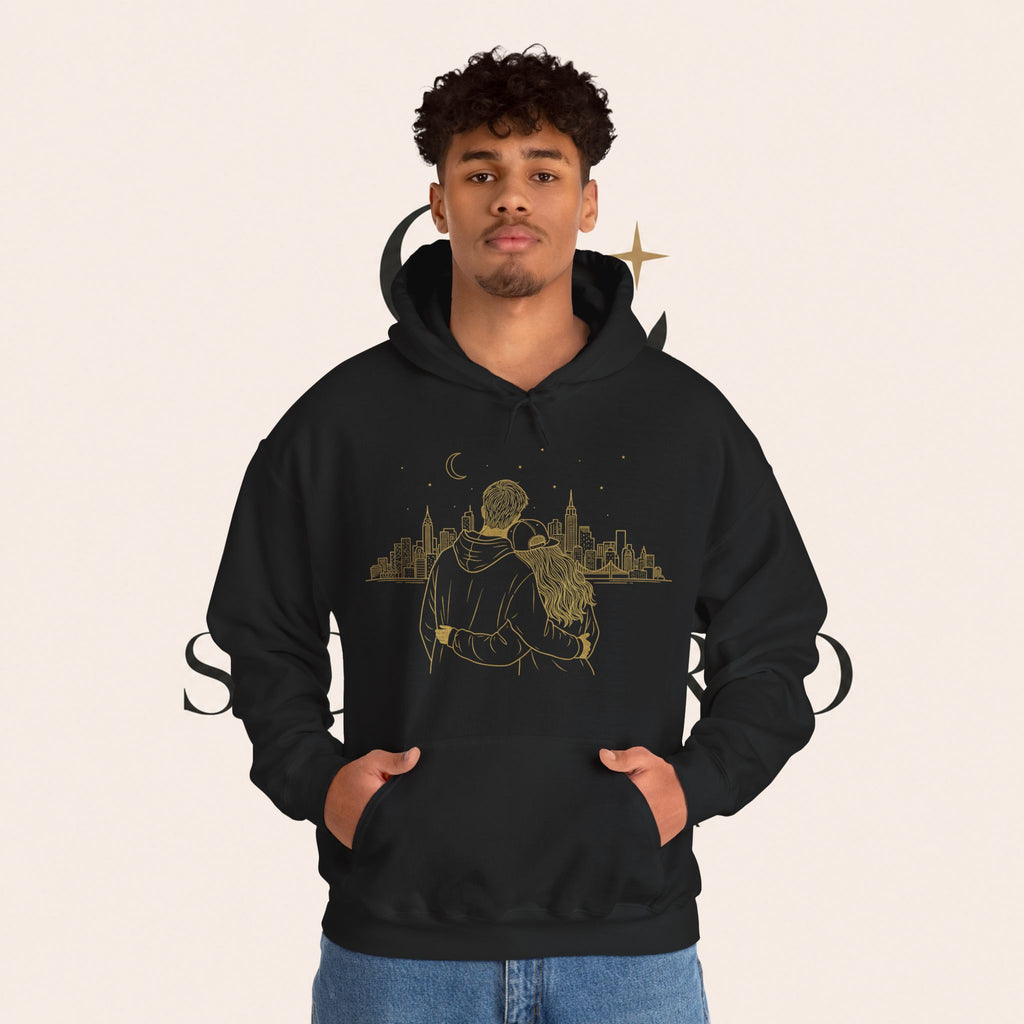 Couple Silhouette Hoodie – Romantic Cityscape 'Together' Pullover