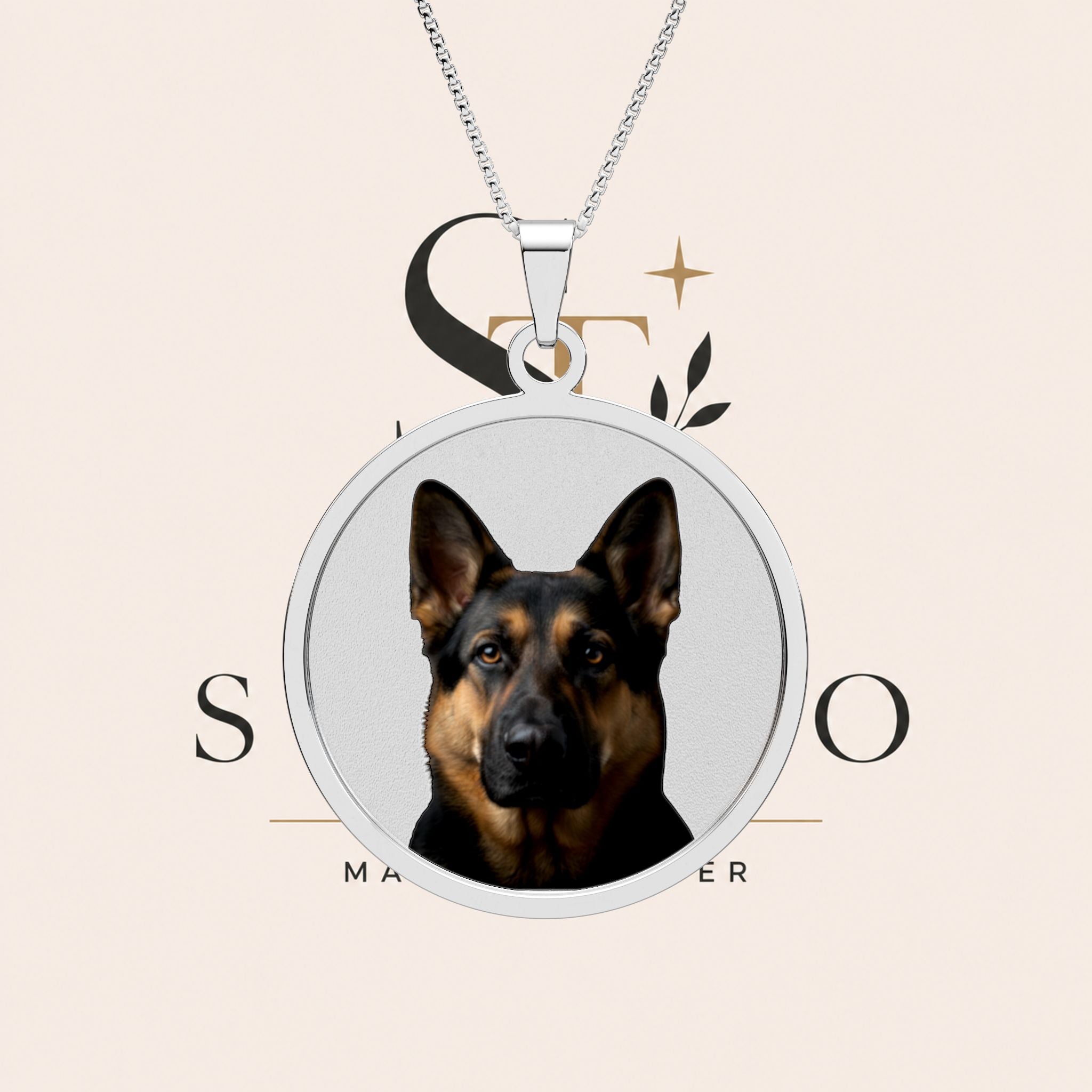 Personalized Pet Photo Round Pendant — Custom Dog Memorial Necklace