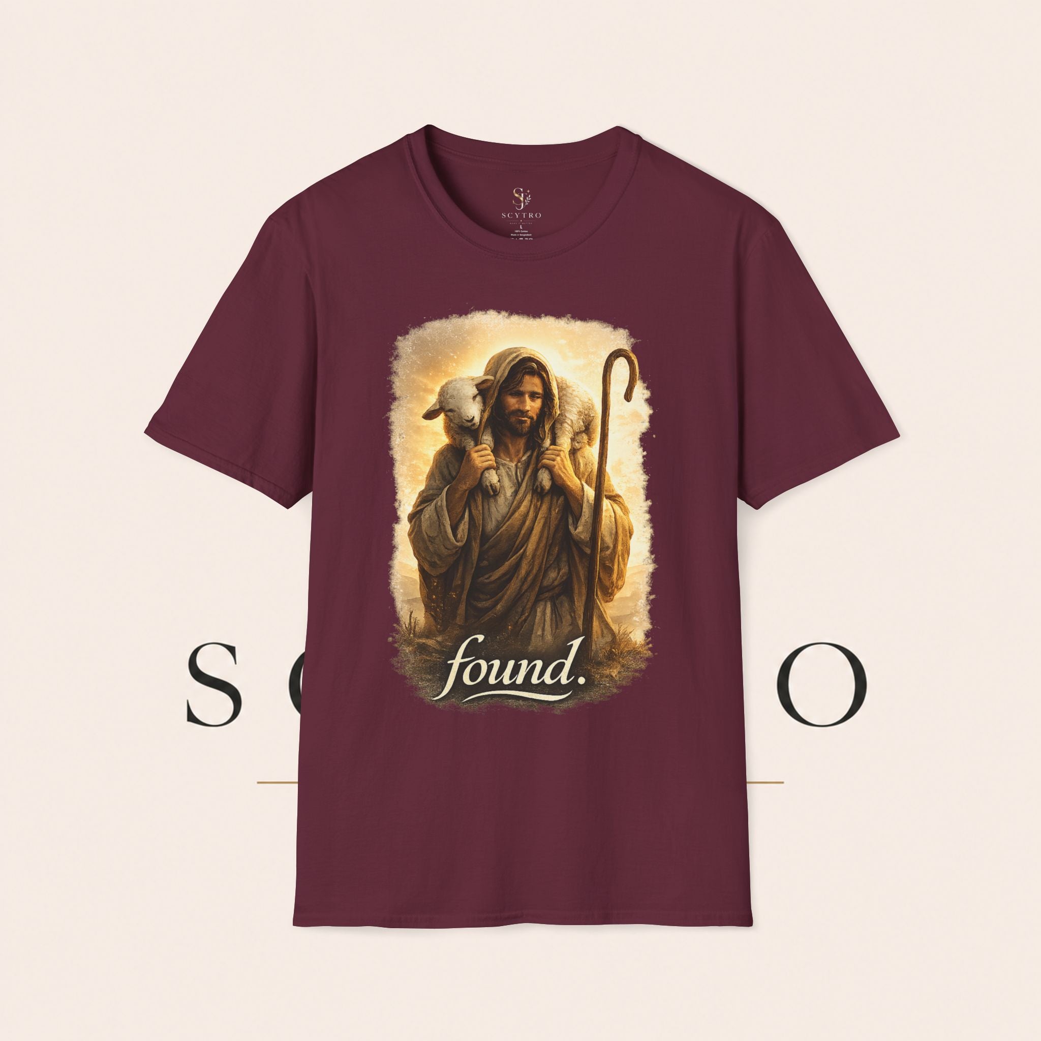 Jesus the Good Shepherd T-Shirt — 'Found.' Christian Faith Tee