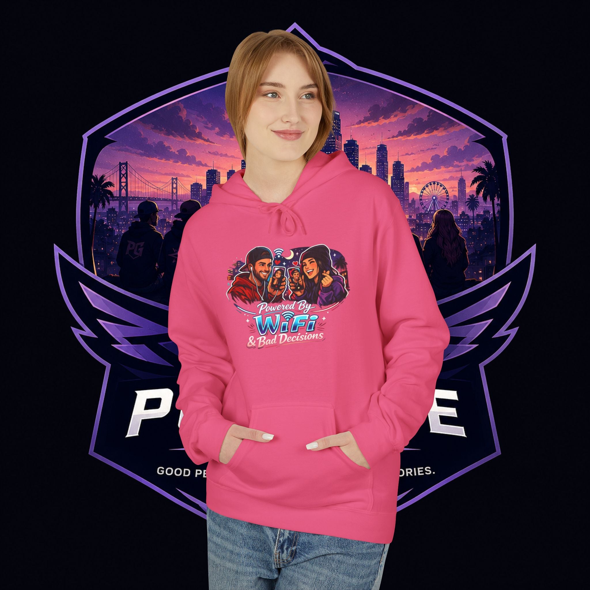 LDR inspired Retro '80s Vibes Hoodie — Neon Miami Movie Couple Design