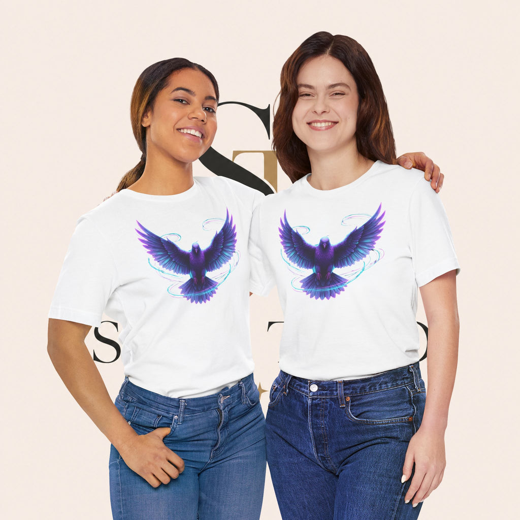 Mystic Raven Tee — Purple Glowing Dove Graphic T-Shirt