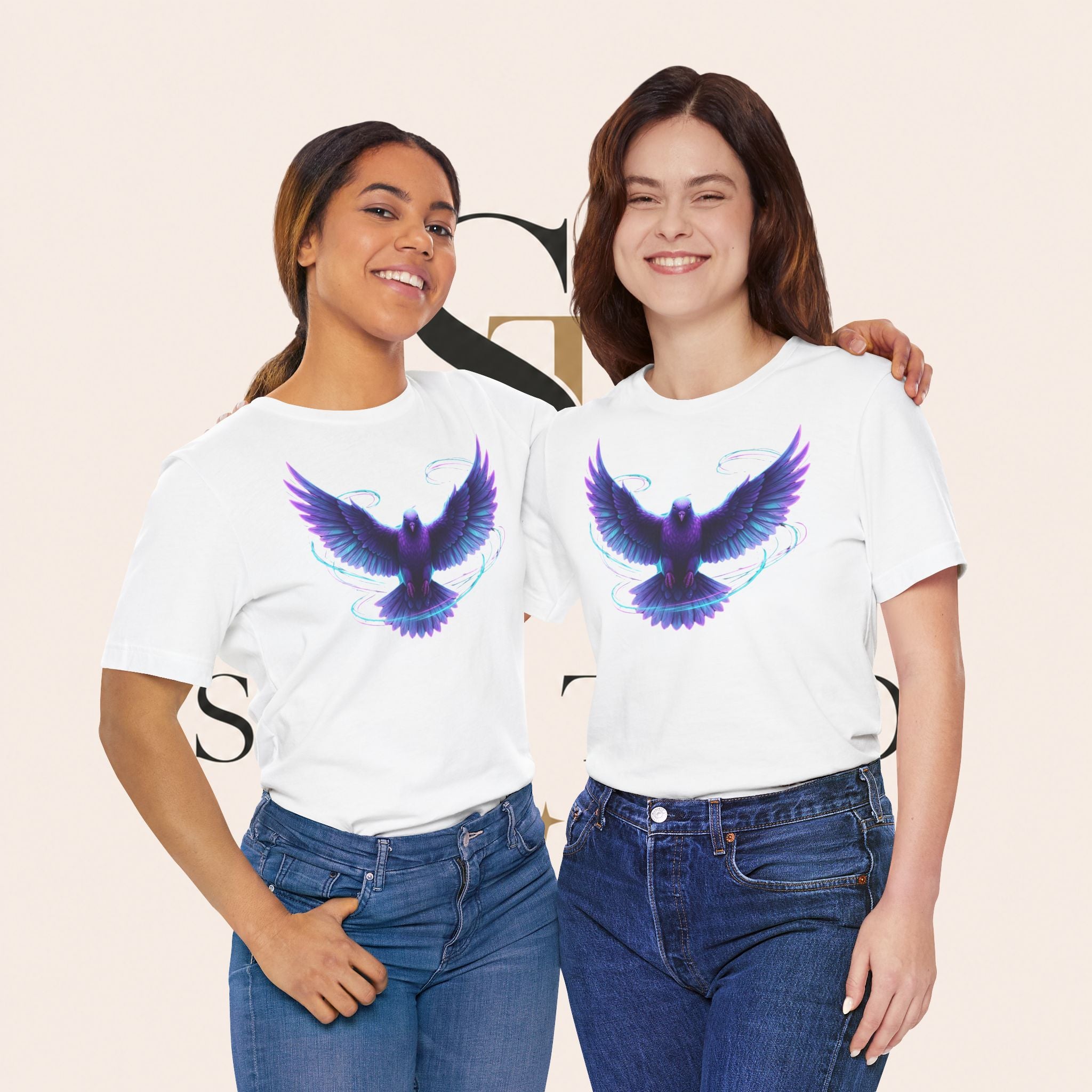 Mystic Raven Tee — Purple Glowing Dove Graphic T-Shirt