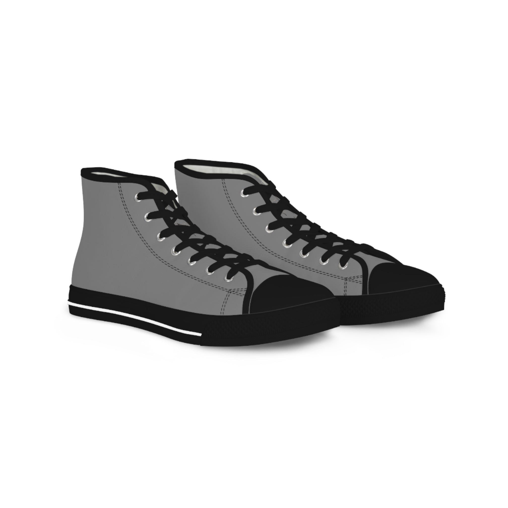 Men's Gray High-Top Sneakers — Classic Casual Canvas Shoes