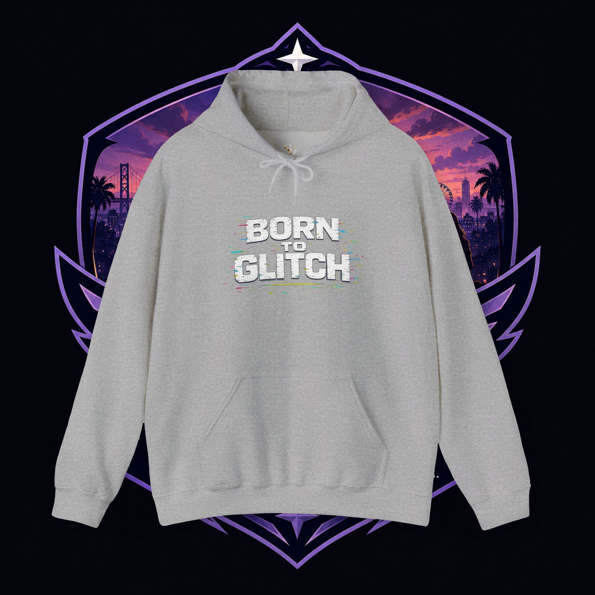 Born Glitch Hoodie — Retro Cyberpunk Vaporwave Graphic Sweatshirt